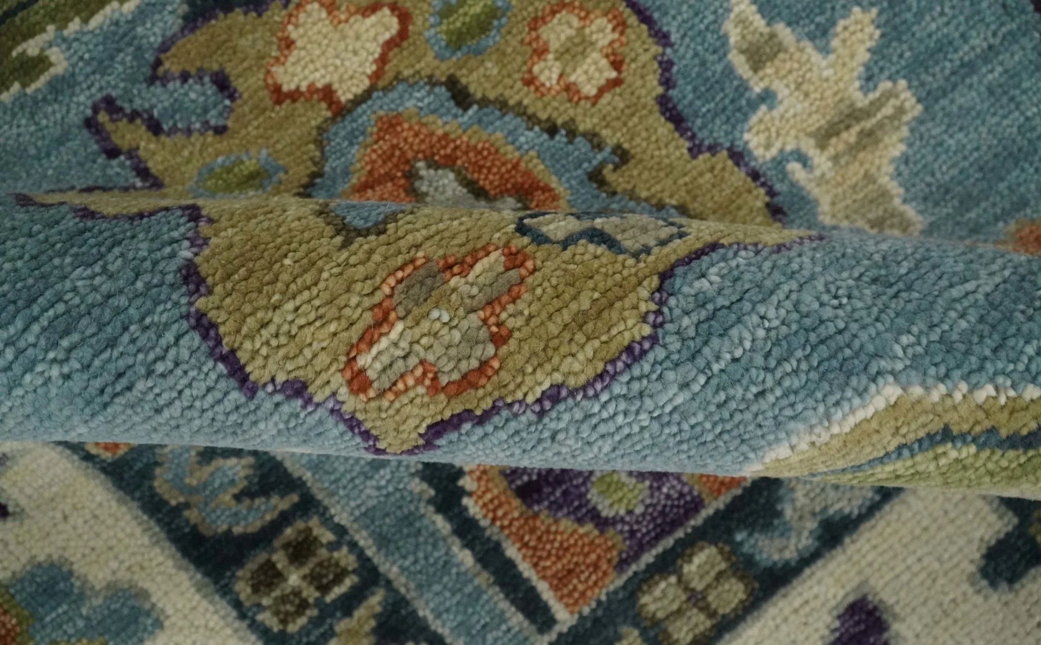 Oushak Hand Knotted Blue and Ivory Traditional Wool Multi Size wool Area Rug - Image 6