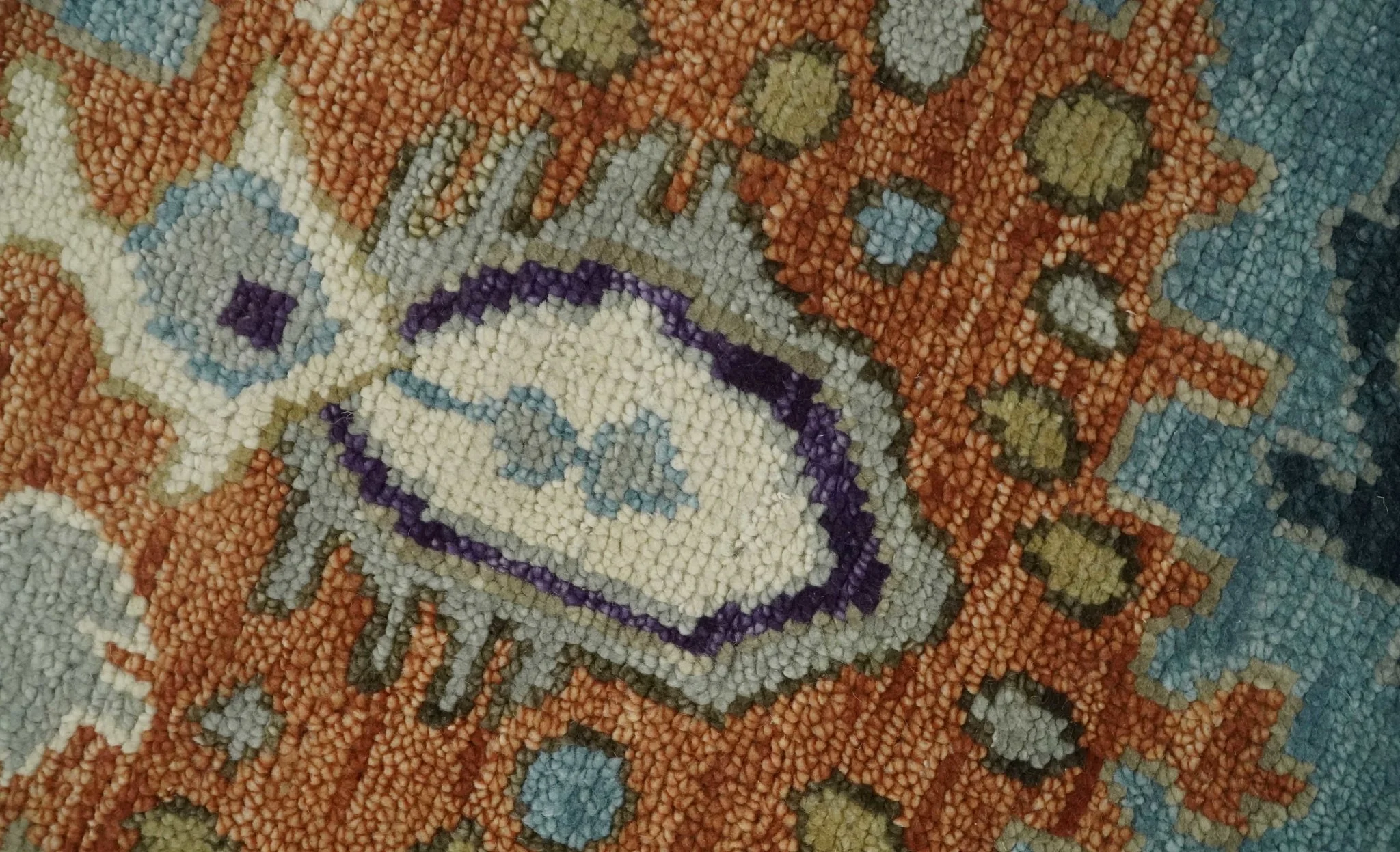 Oushak Hand Knotted Blue and Ivory Traditional Wool Multi Size wool Area Rug - Image 7