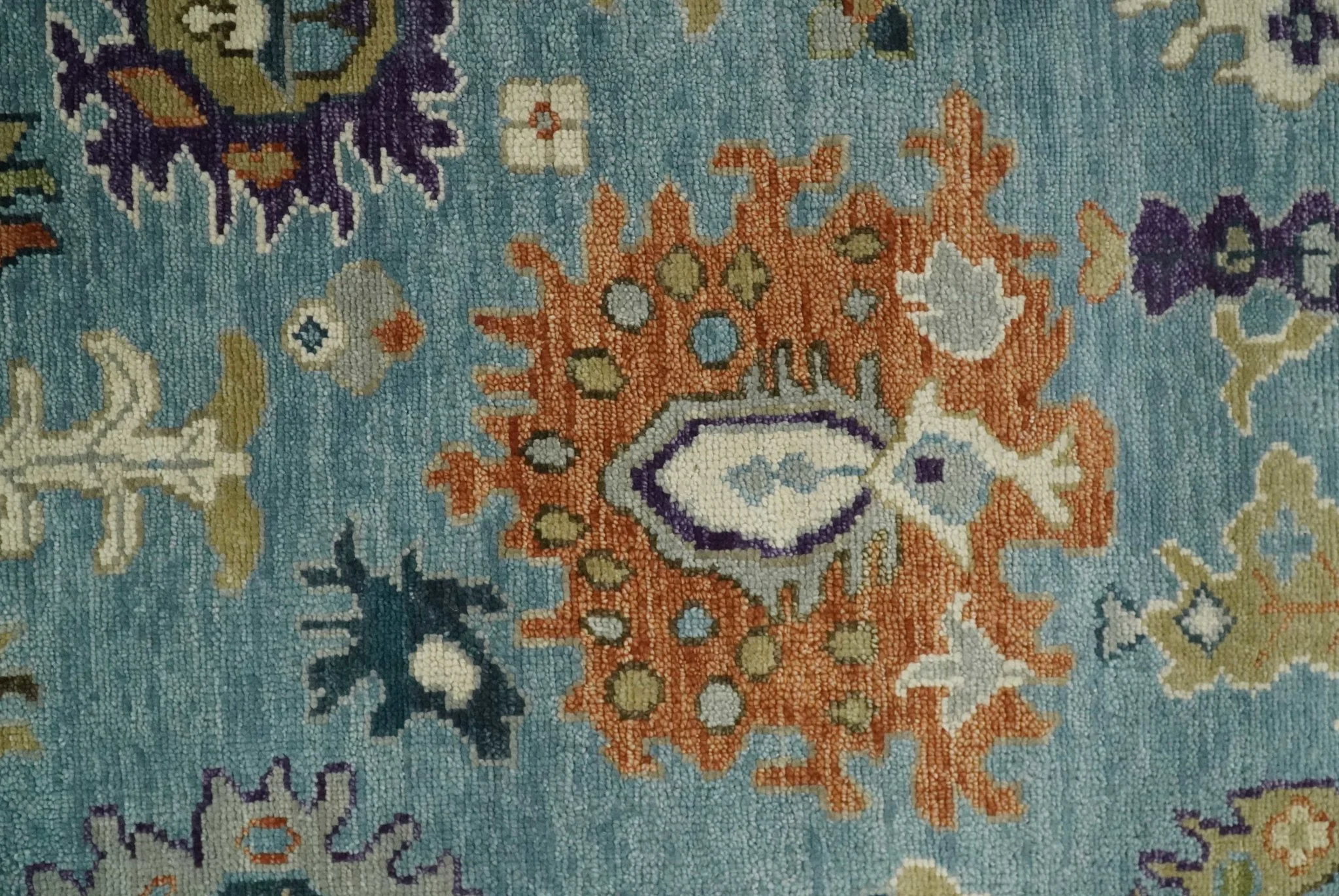 Oushak Hand Knotted Blue and Ivory Traditional Wool Multi Size wool Area Rug - Image 8