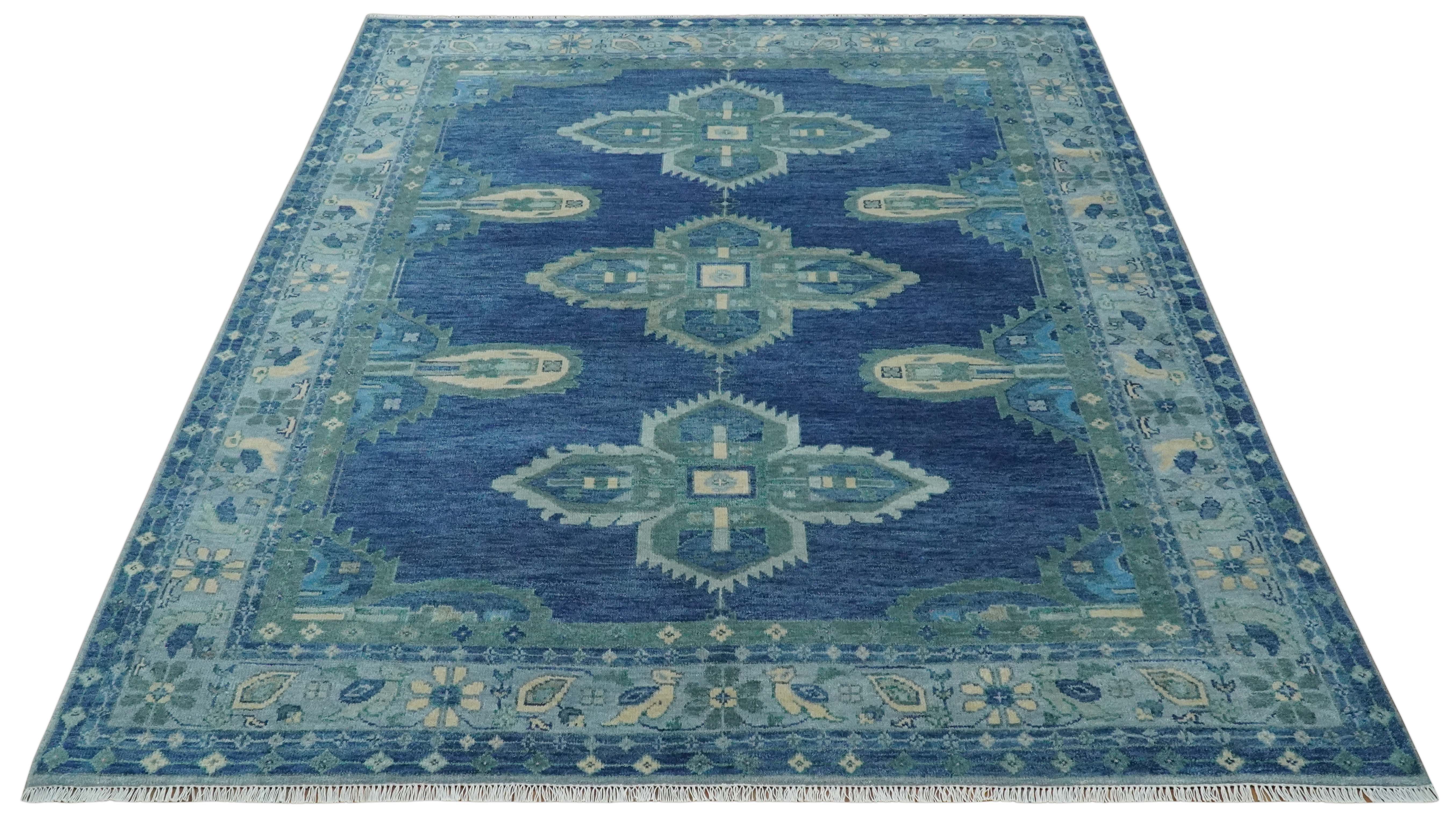 9x12 Hand Knotted Blue and Silver Traditional Antique Style Wool Rug - Image 10
