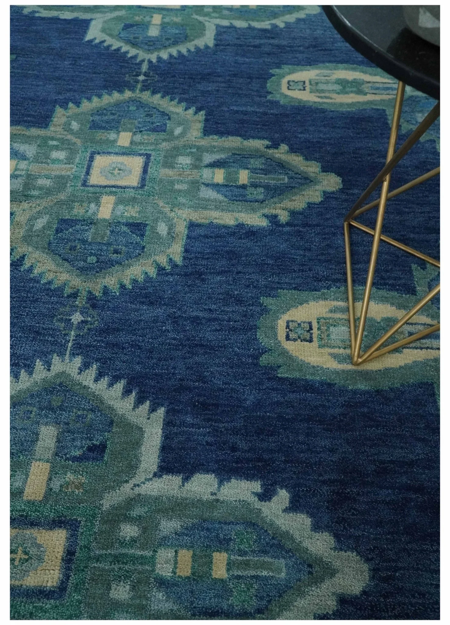9x12 Hand Knotted Blue and Silver Traditional Antique Style Wool Rug - Image 2