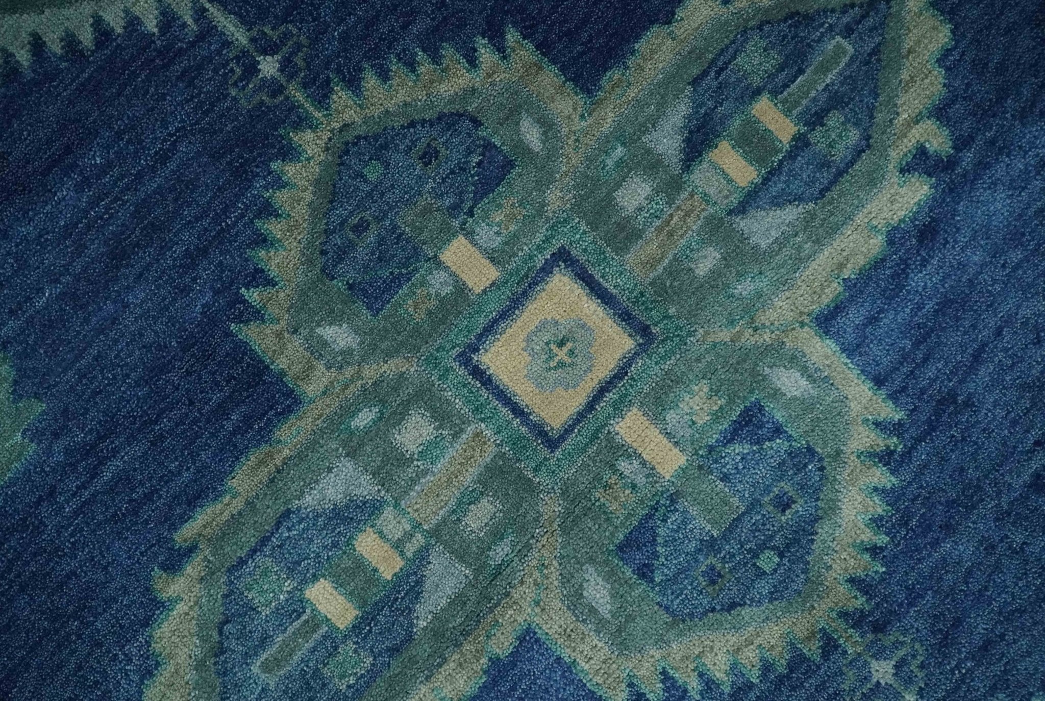 9x12 Hand Knotted Blue and Silver Traditional Antique Style Wool Rug - Image 4