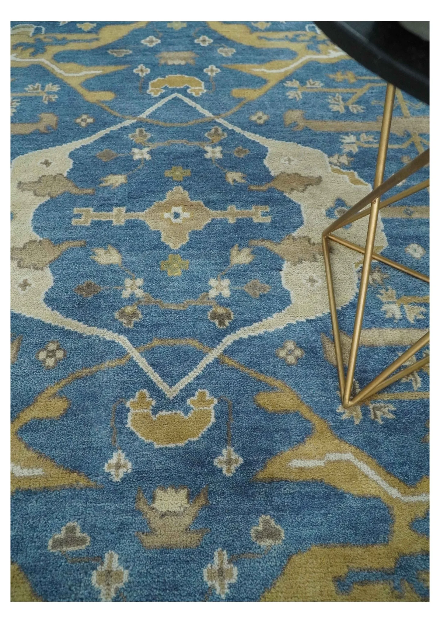 Hand Knotted Blue, Beige and Olive Oriental Oushak 8x10 Wool Area Rug - Image 2