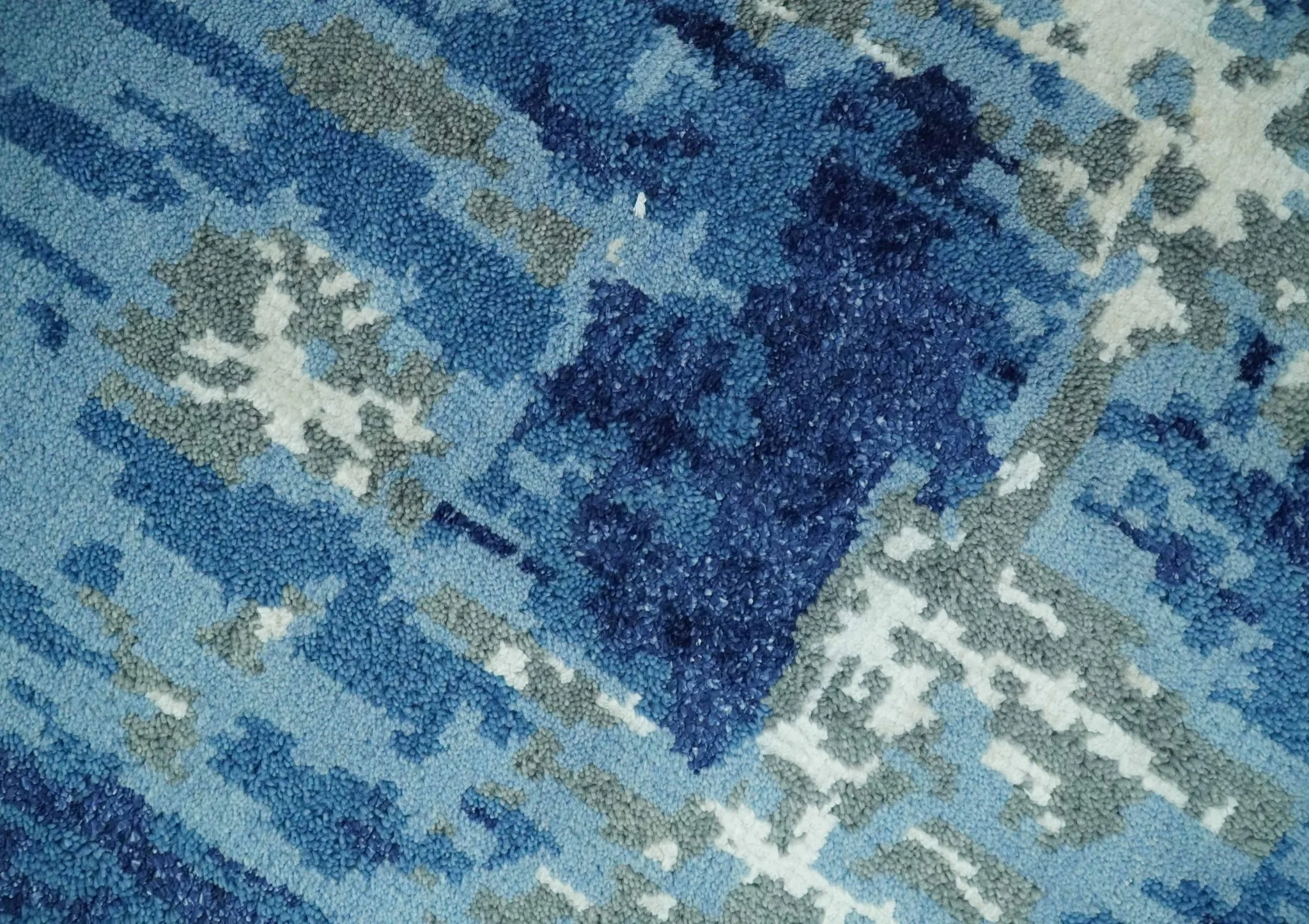 5x8 Modern Abstract Hand Knotted Wool Area Rug - Image 4