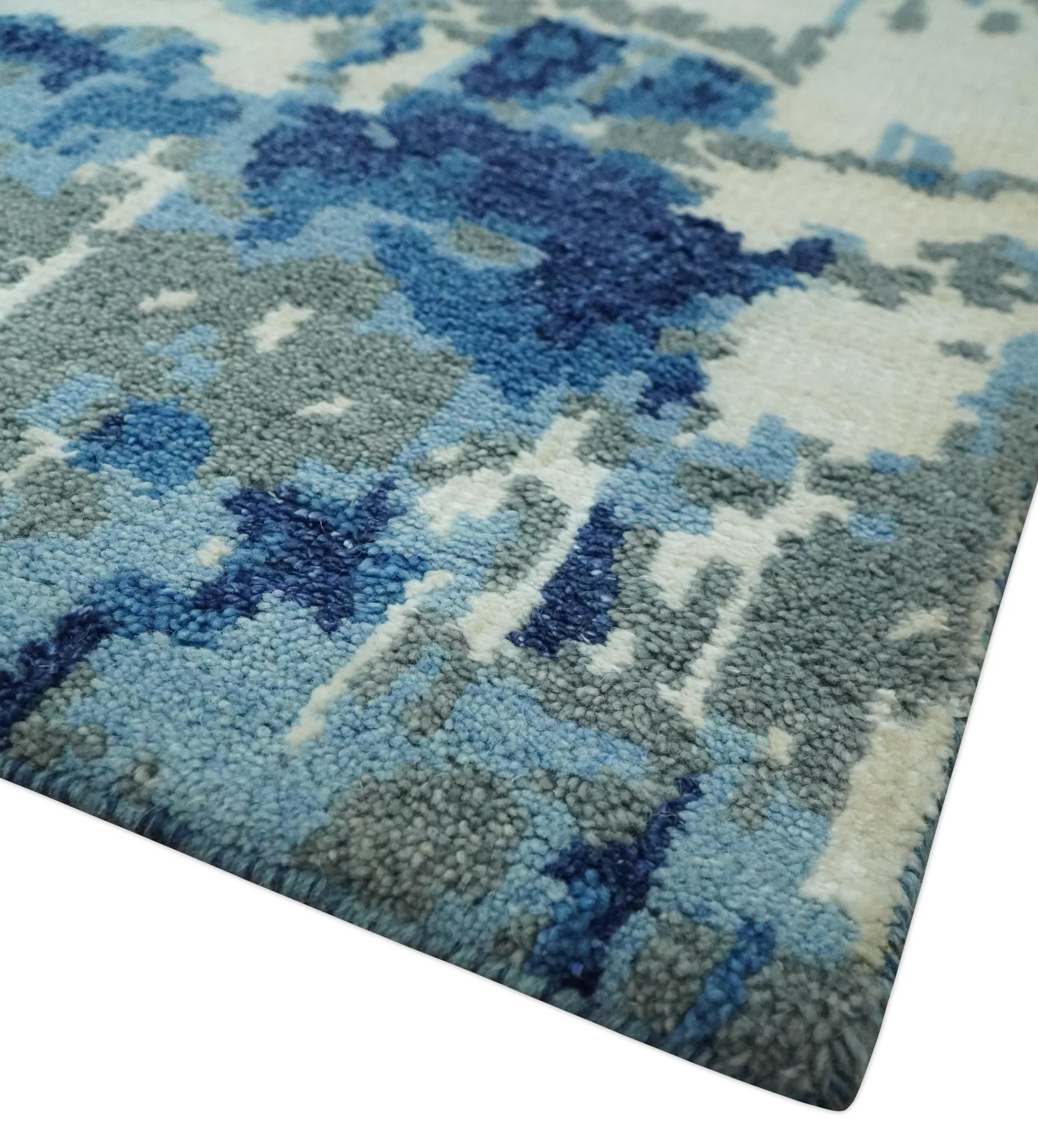 5x8 Modern Abstract Hand Knotted Wool Area Rug - Image 5