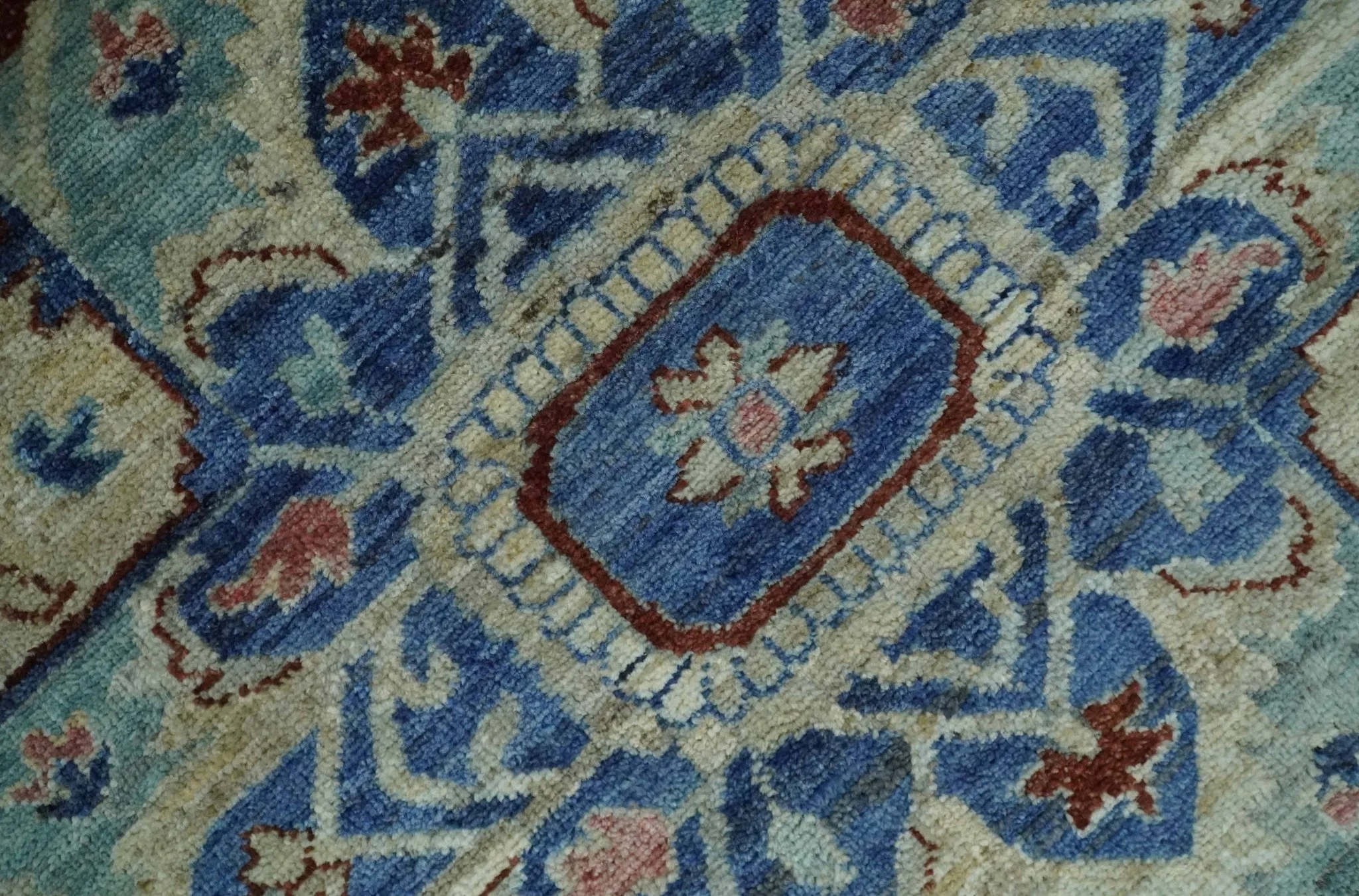 Hand Knotted Blue, Ivory and Rust Antique Persian Heriz Serapi Wool Rug, 5x8, 6x9, 8x10 and 9x12 Living Room Rug | TRD2559 - Image 2