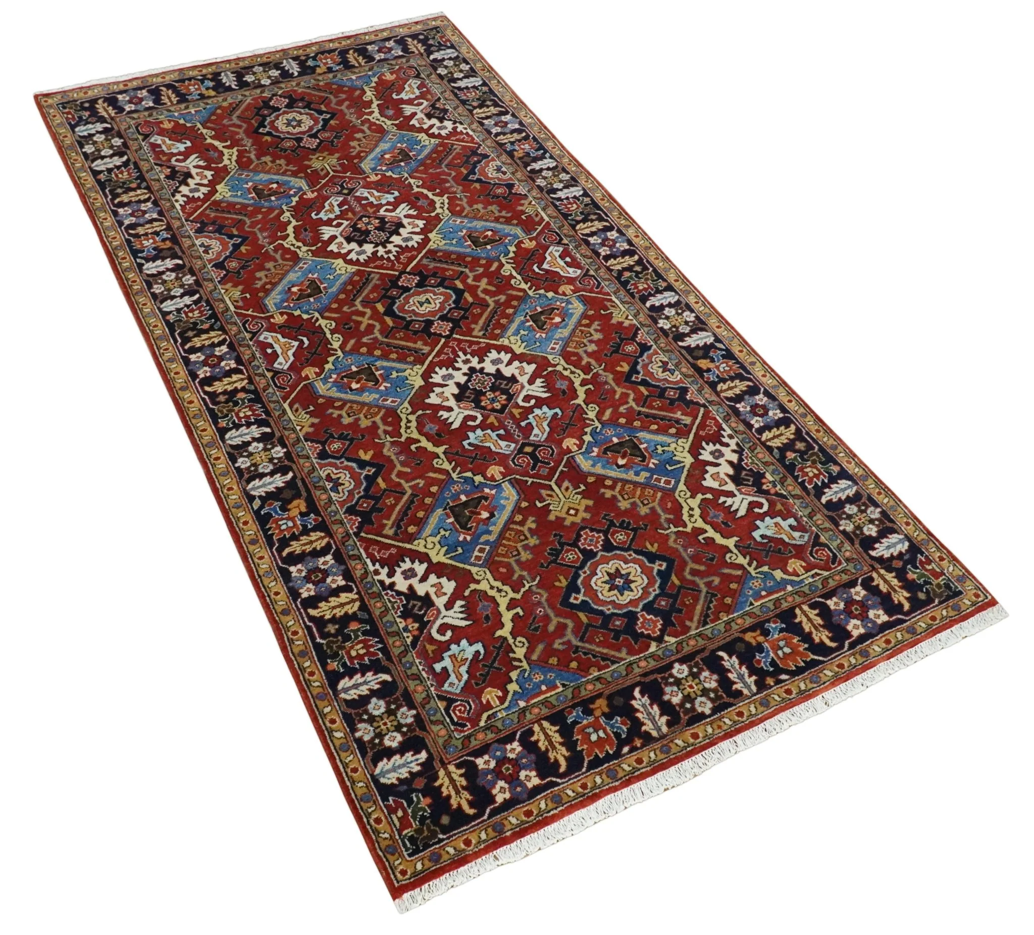 4x8 and Runner Hand Knotted Brown and Black Traditional Heriz Serapi Wool Area Rug - Image 10