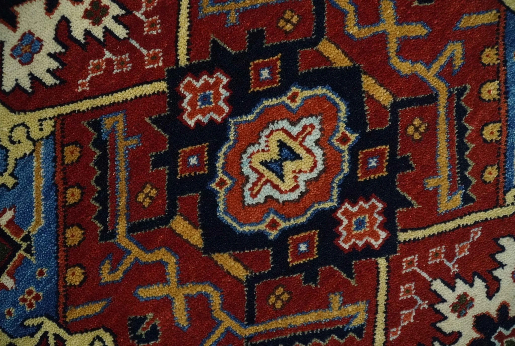 4x8 and Runner Hand Knotted Brown and Black Traditional Heriz Serapi Wool Area Rug - Image 4