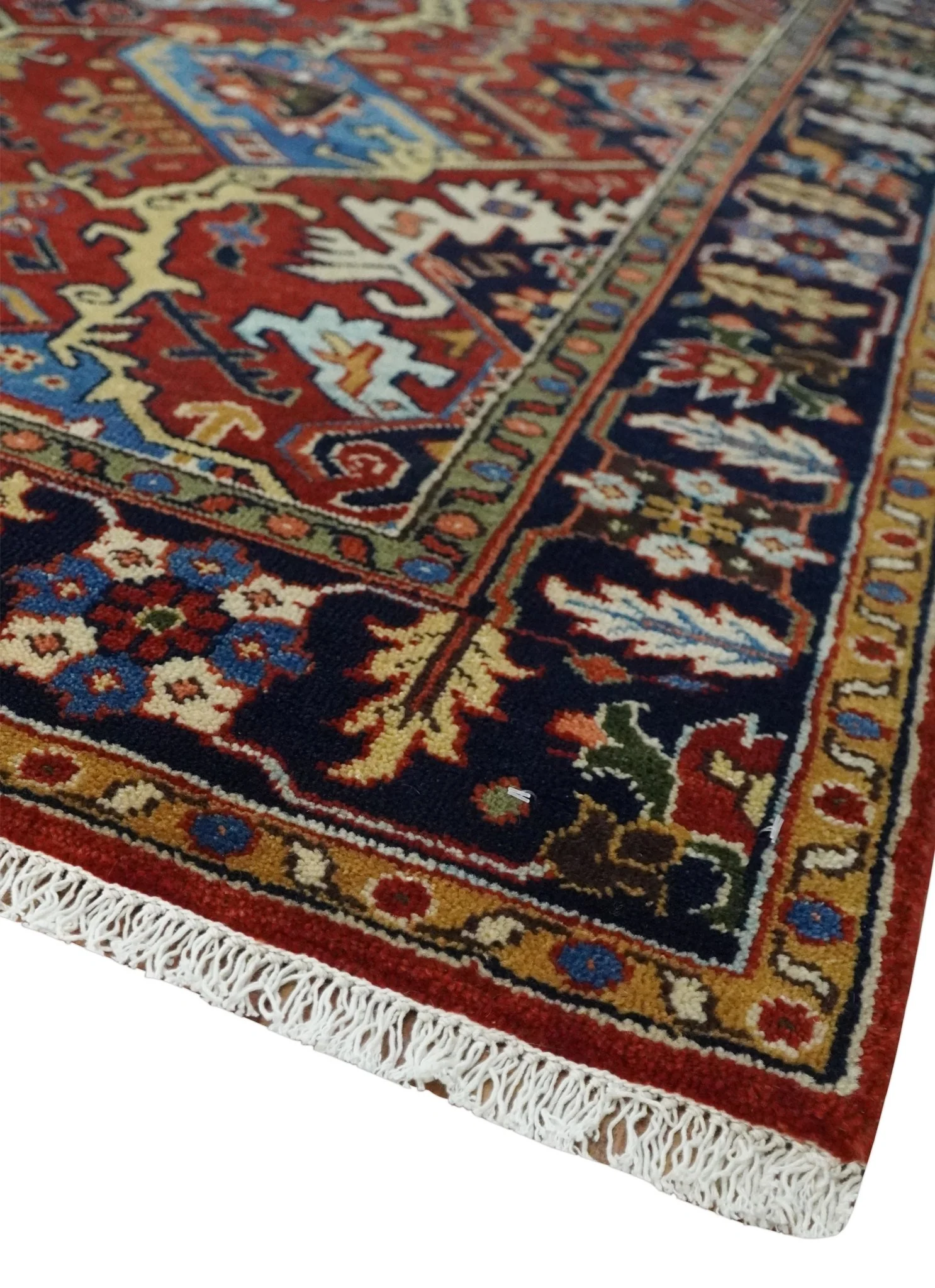 4x8 and Runner Hand Knotted Brown and Black Traditional Heriz Serapi Wool Area Rug - Image 5