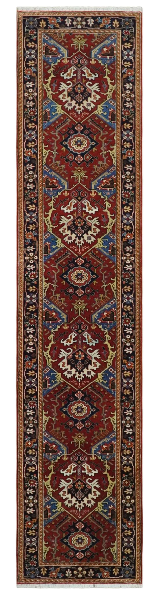 4x8 and Runner Hand Knotted Brown and Black Traditional Heriz Serapi Wool Area Rug - Image 7