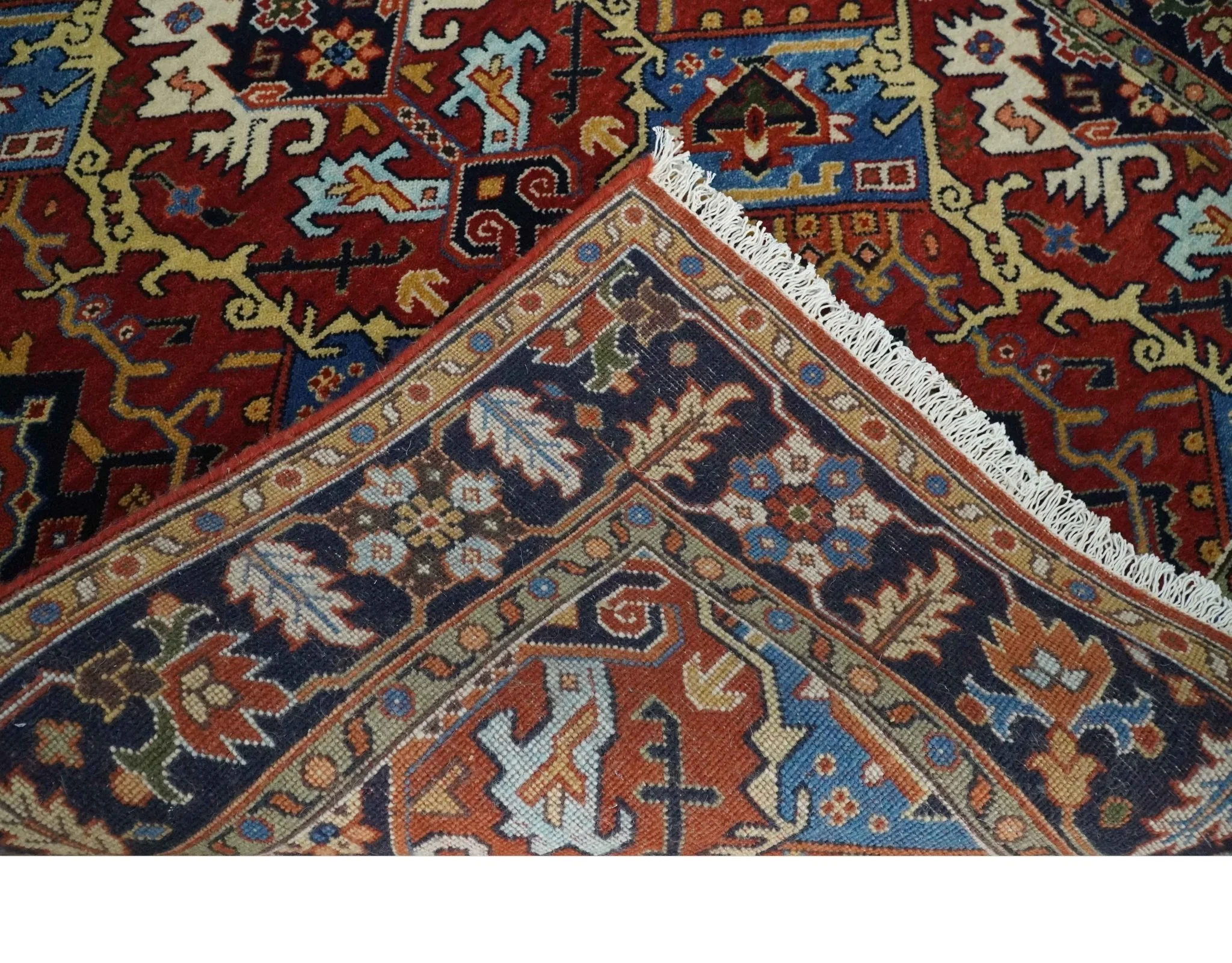 4x8 and Runner Hand Knotted Brown and Black Traditional Heriz Serapi Wool Area Rug - Image 8