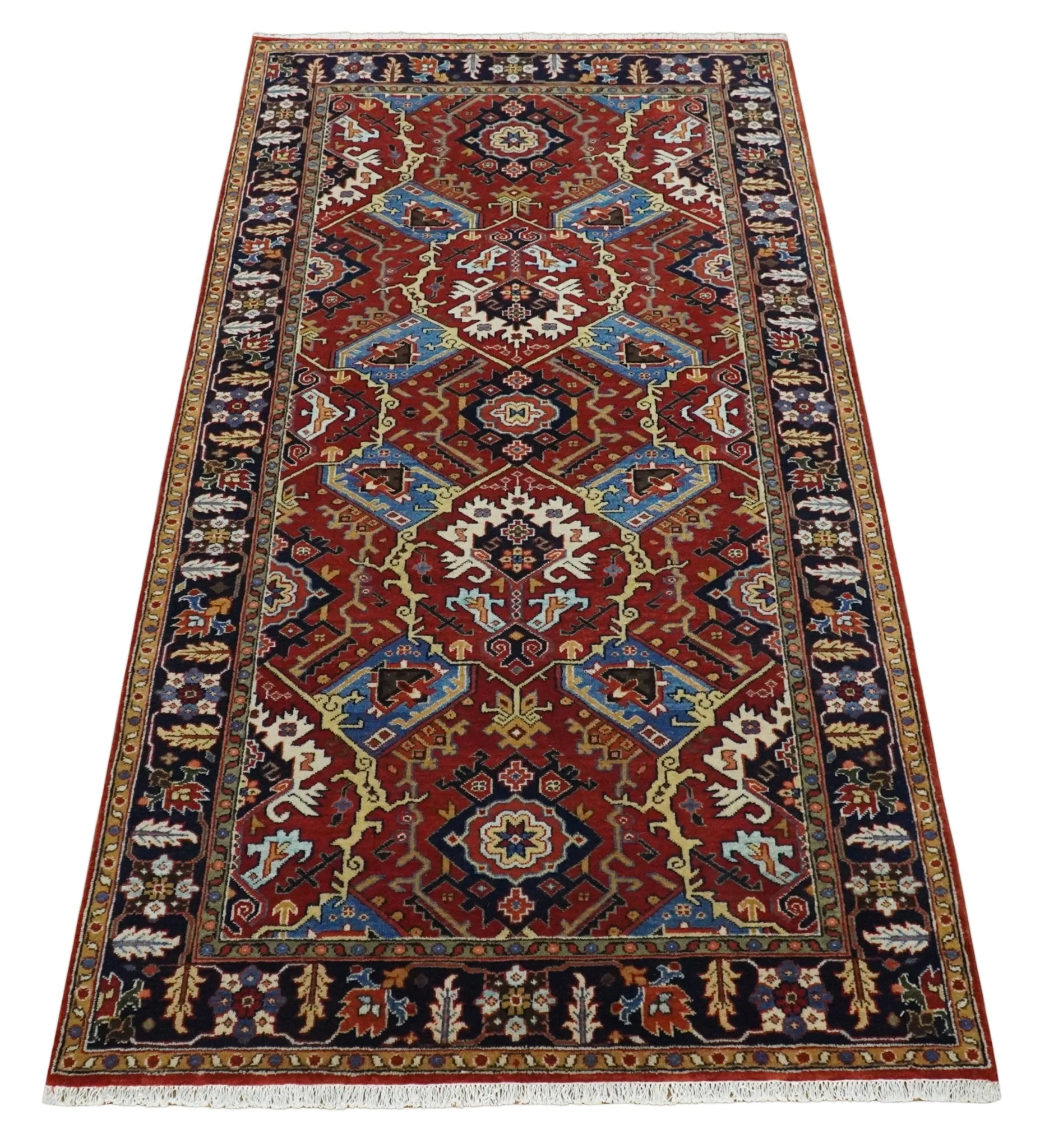 4x8 and Runner Hand Knotted Brown and Black Traditional Heriz Serapi Wool Area Rug - Image 9