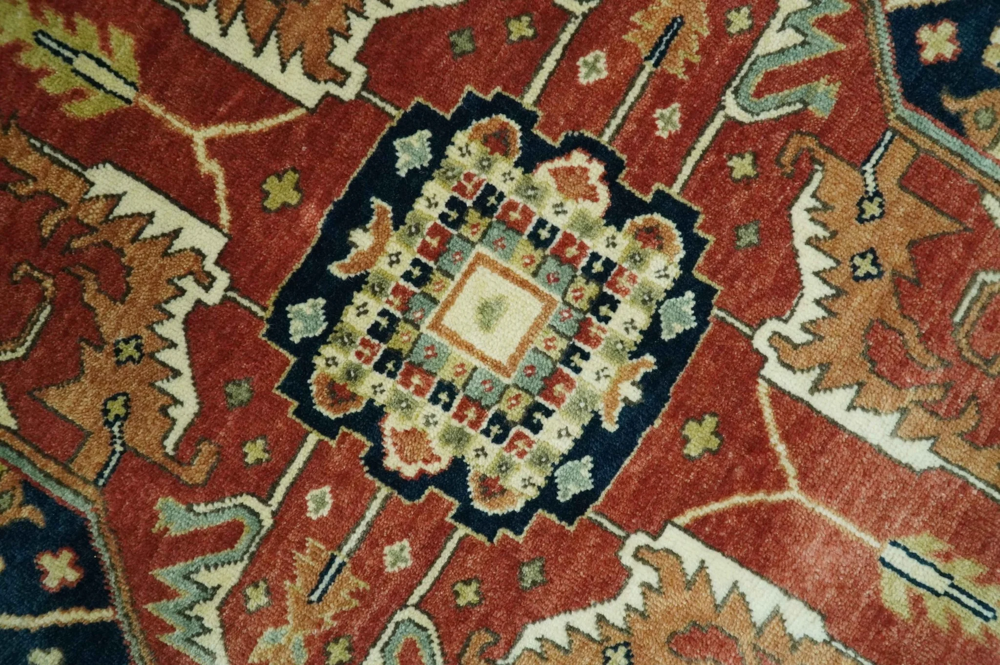 Premium Fine Hand knotted 8x10 Brown, Blue and Ivory Traditional wool Area Rug - Image 4