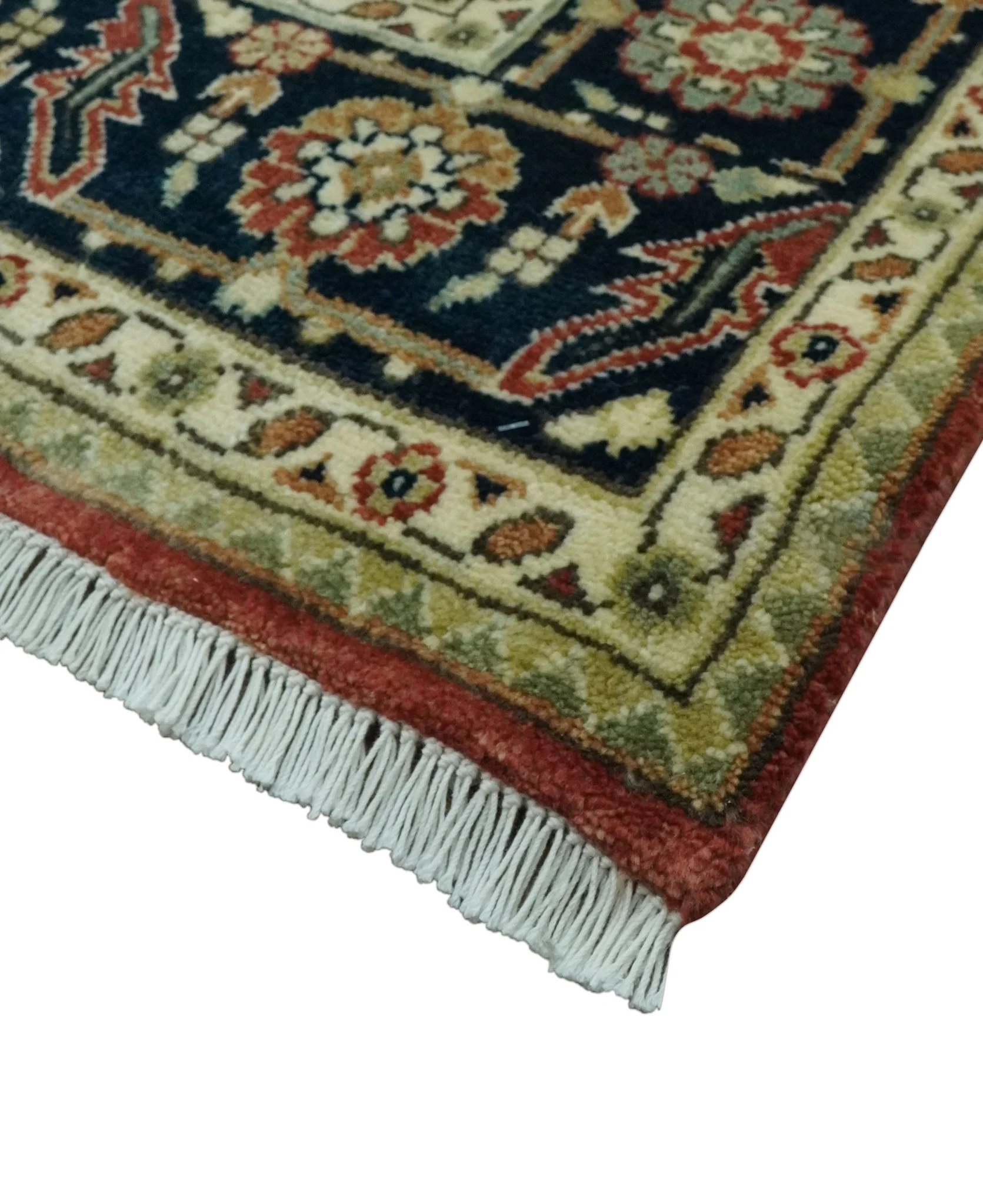 Premium Fine Hand knotted 8x10 Brown, Blue and Ivory Traditional wool Area Rug - Image 5