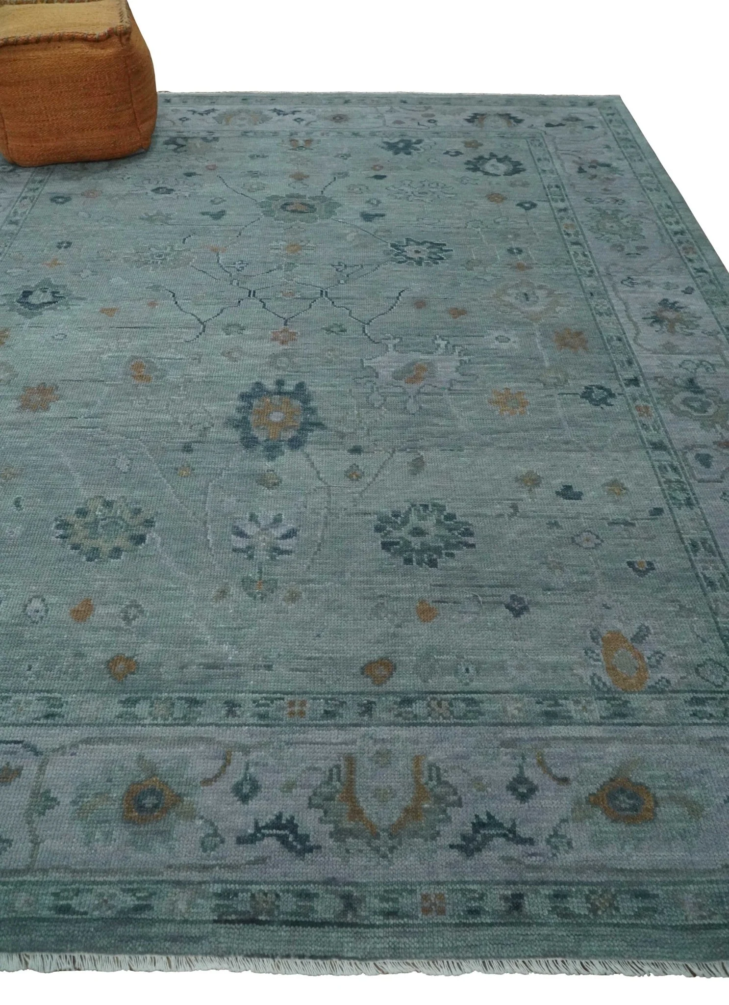 Antique Hand Knotted Charcoal and Gray Traditional Oushak wool Area Rug - Image 3