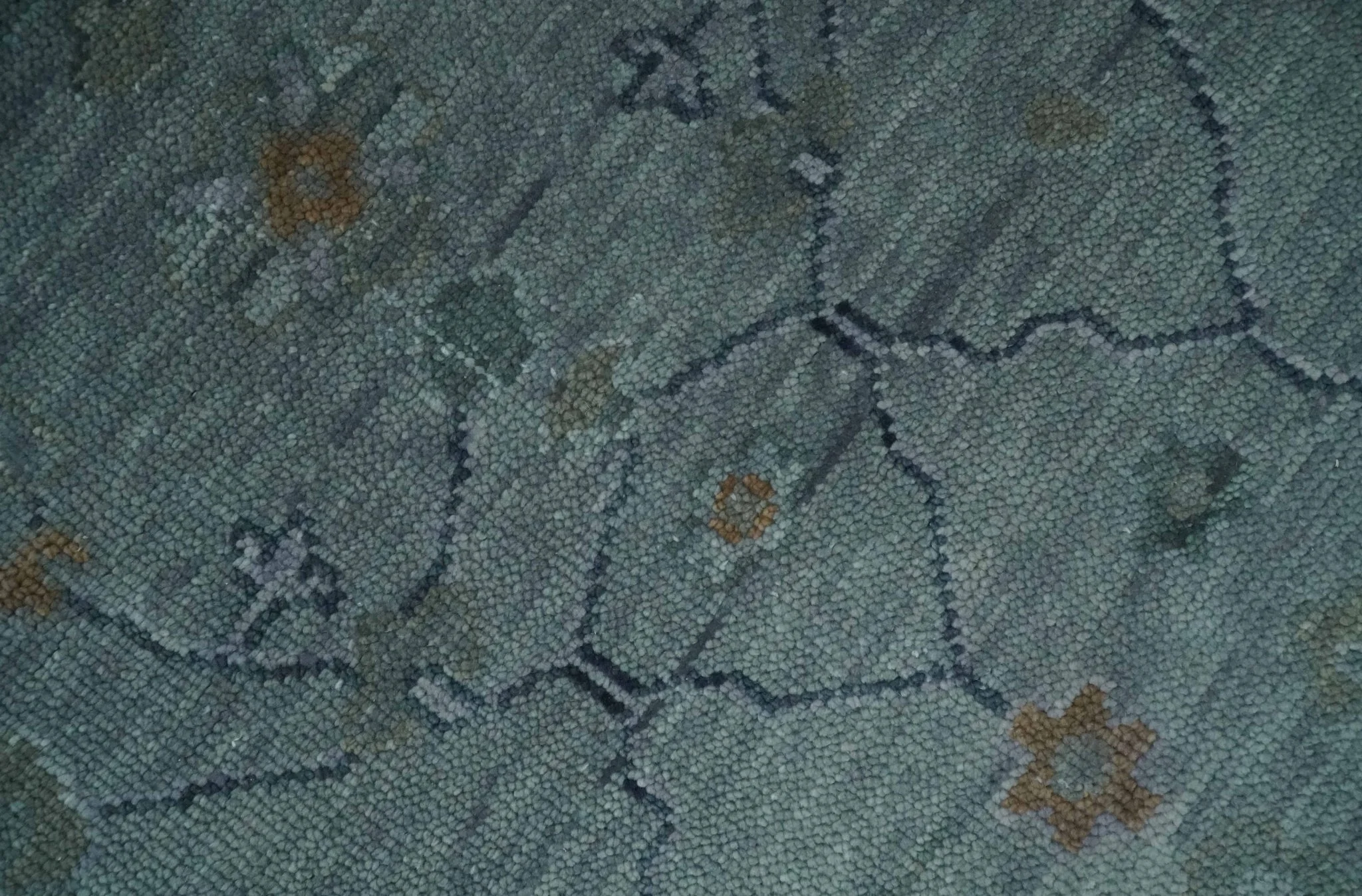 Antique Hand Knotted Charcoal and Gray Traditional Oushak wool Area Rug - Image 4