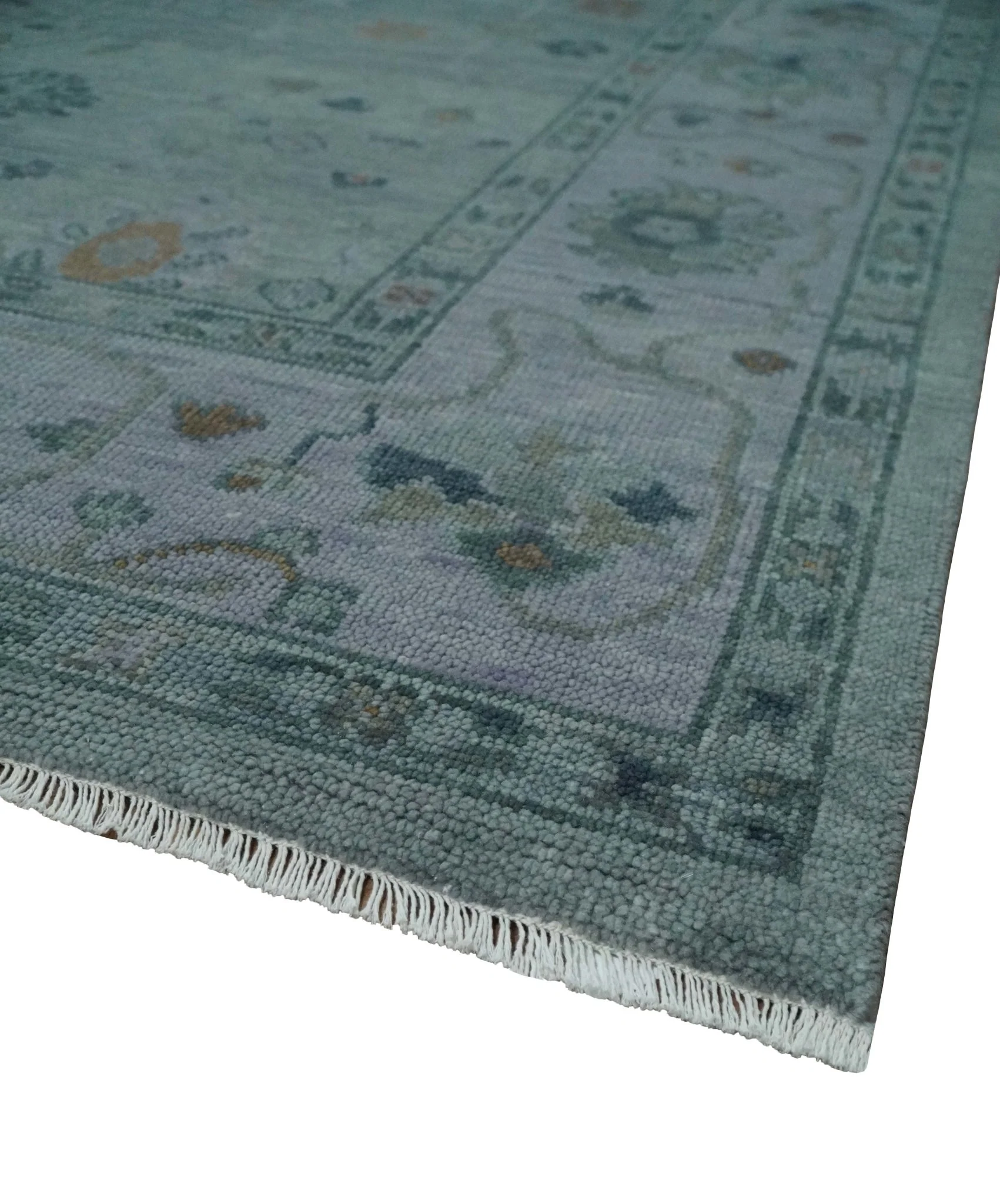 Antique Hand Knotted Charcoal and Gray Traditional Oushak wool Area Rug - Image 5