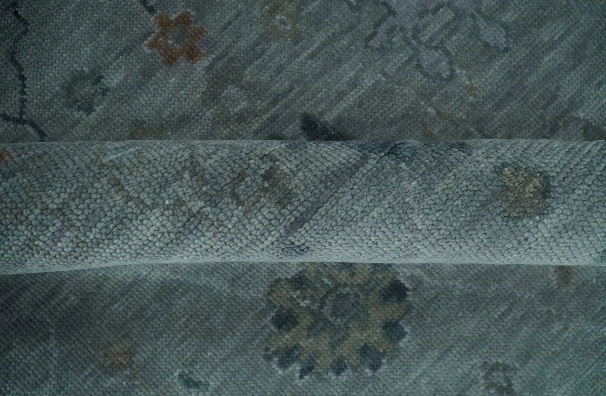 Antique Hand Knotted Charcoal and Gray Traditional Oushak wool Area Rug - Image 6