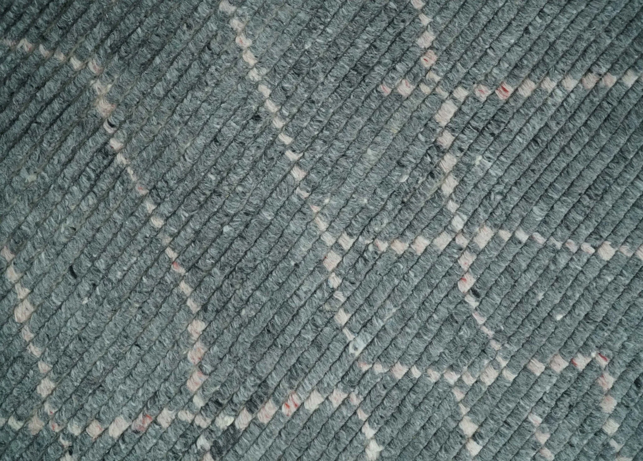 Custom Made Hand Knotted Charcoal and Ivory Moroccan Trellis Rug - Image 4