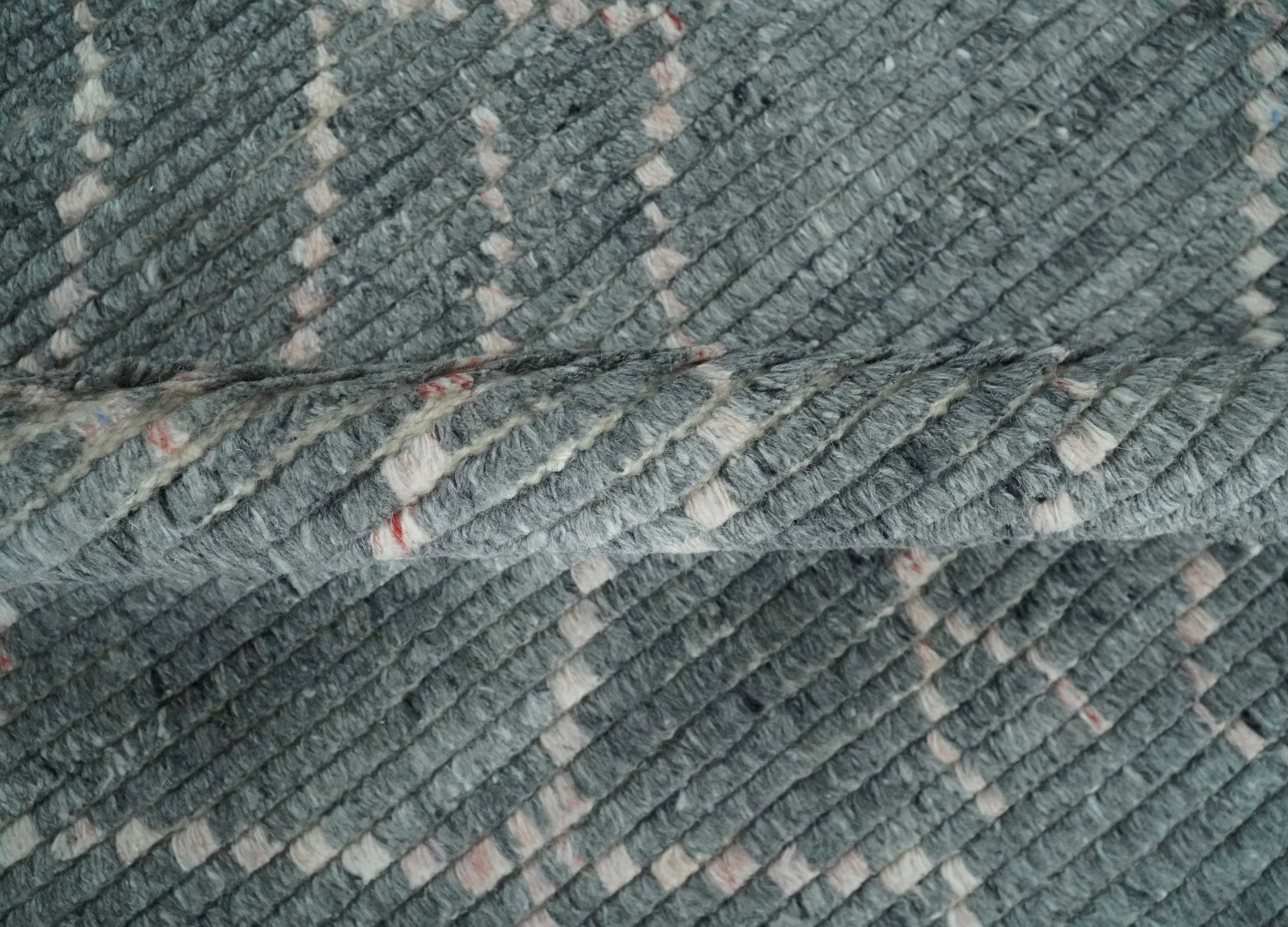 Custom Made Hand Knotted Charcoal and Ivory Moroccan Trellis Rug - Image 6