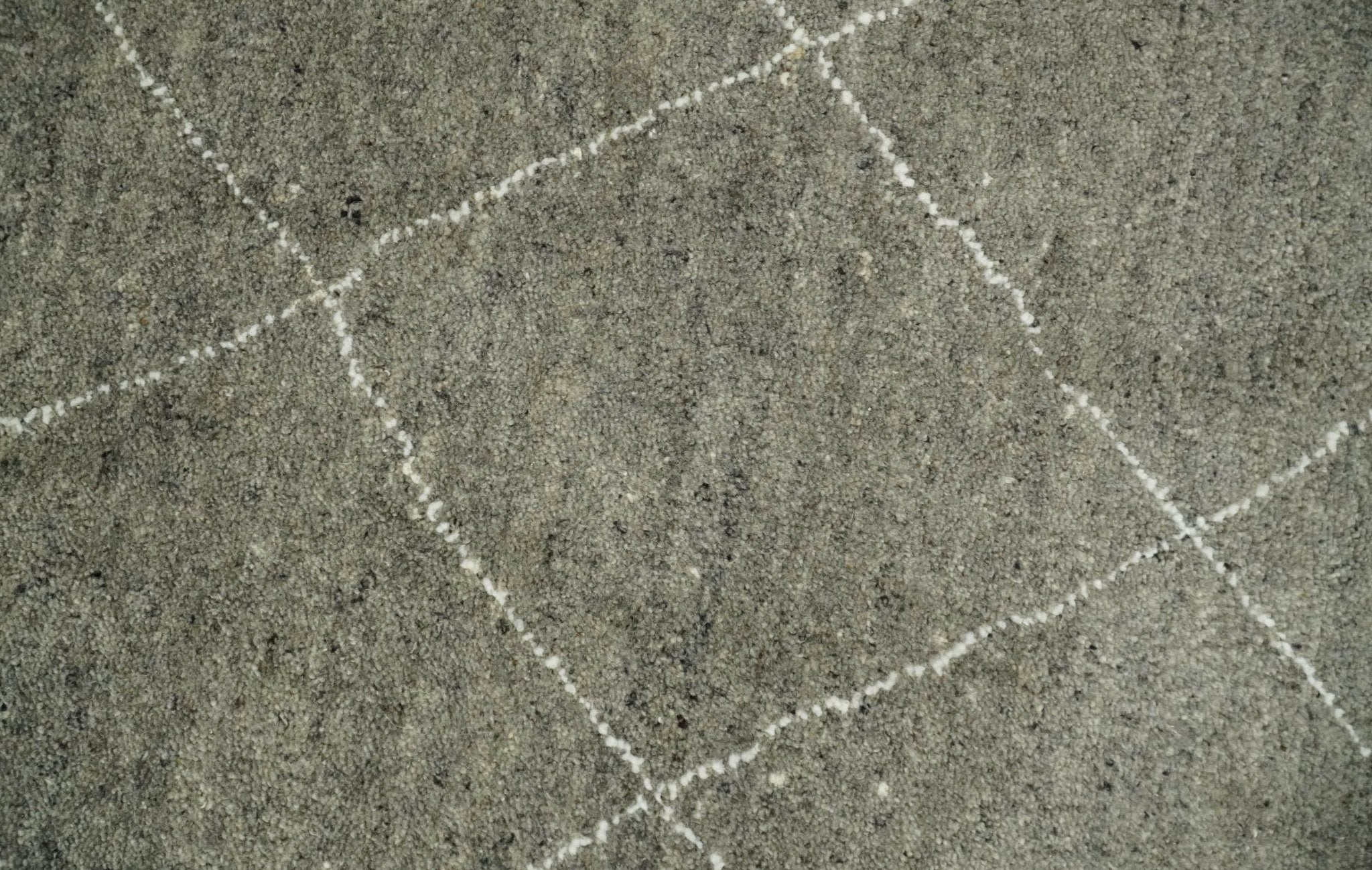Hand Knotted Charcoal and White 9x12 Trellis Moroccan Rug Made with Fine Wool | TRDCP651912 - Image 4