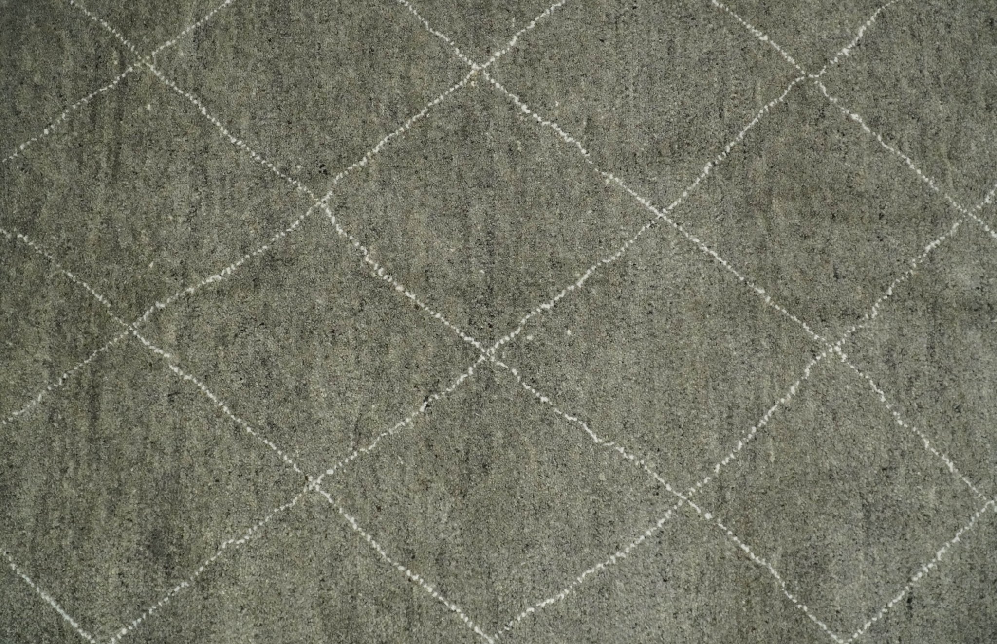 Hand Knotted Charcoal and White 9x12 Trellis Moroccan Rug Made with Fine Wool | TRDCP651912 - Image 9