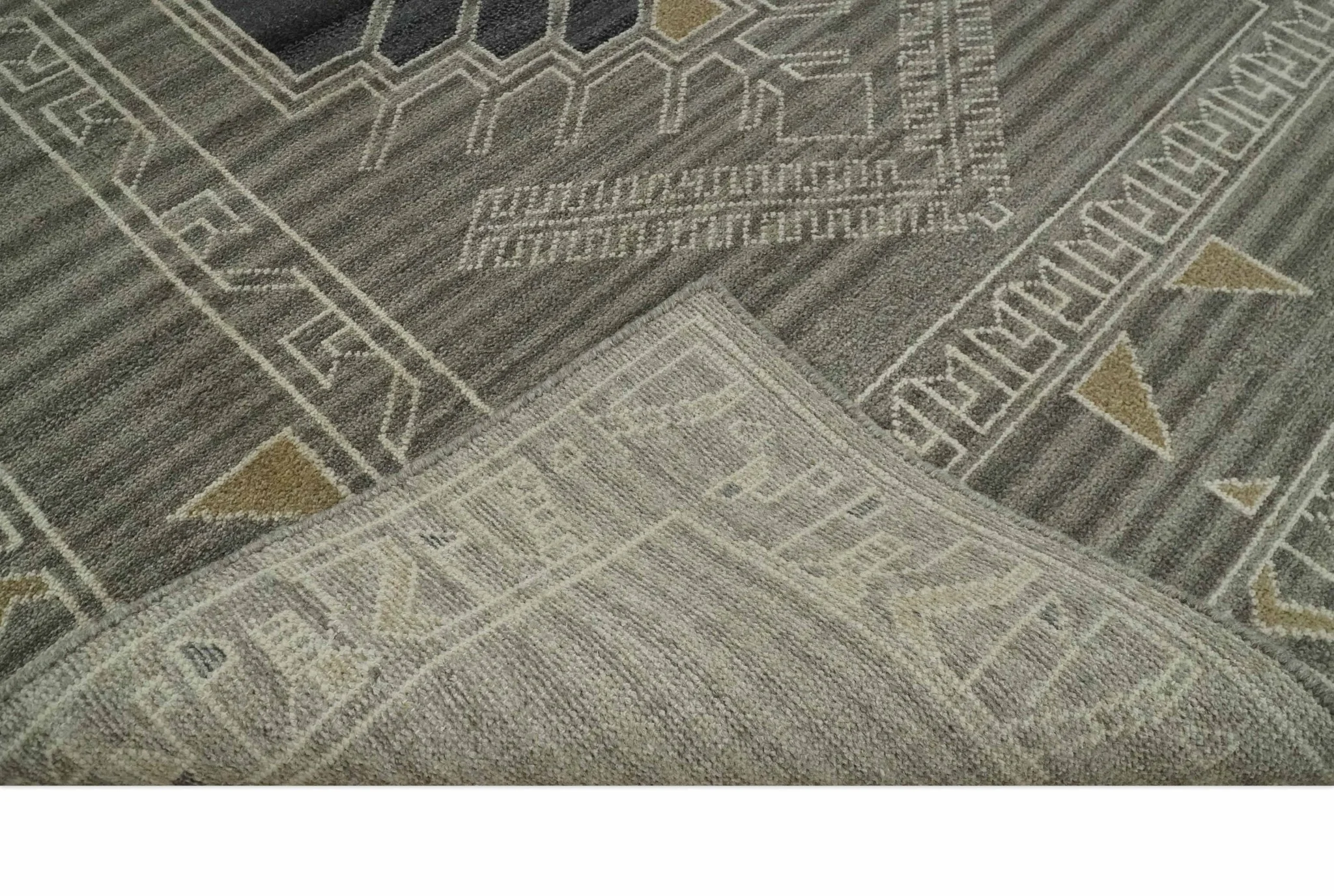 Hand Knotted Charcoal, Ivory and Beige Traditional Heriz Serapi Multi Size Wool Area Rug, Kids, Living Room and Bedroom Rug - Image 10