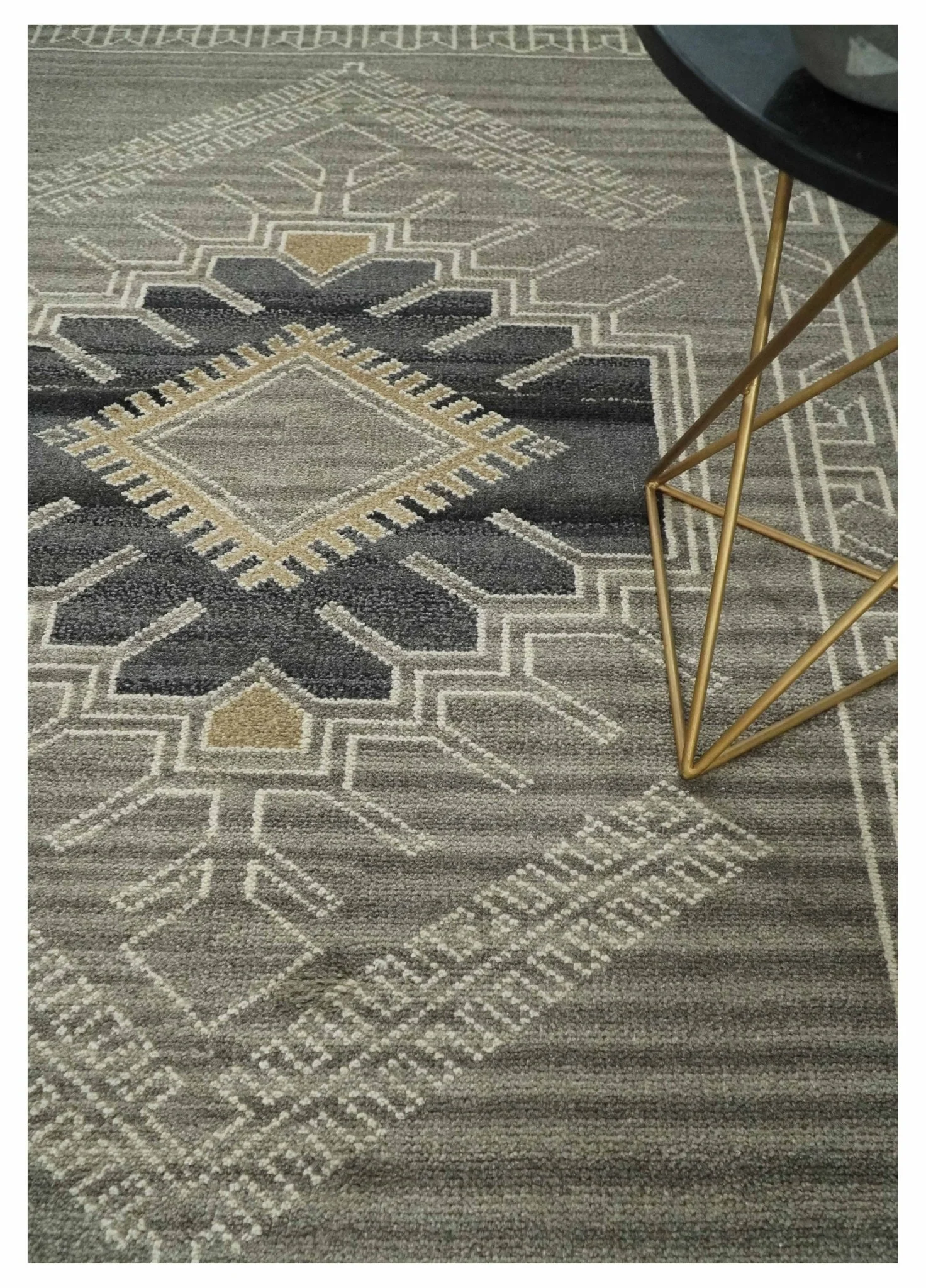 Hand Knotted Charcoal, Ivory and Beige Traditional Heriz Serapi Multi Size Wool Area Rug, Kids, Living Room and Bedroom Rug - Image 2