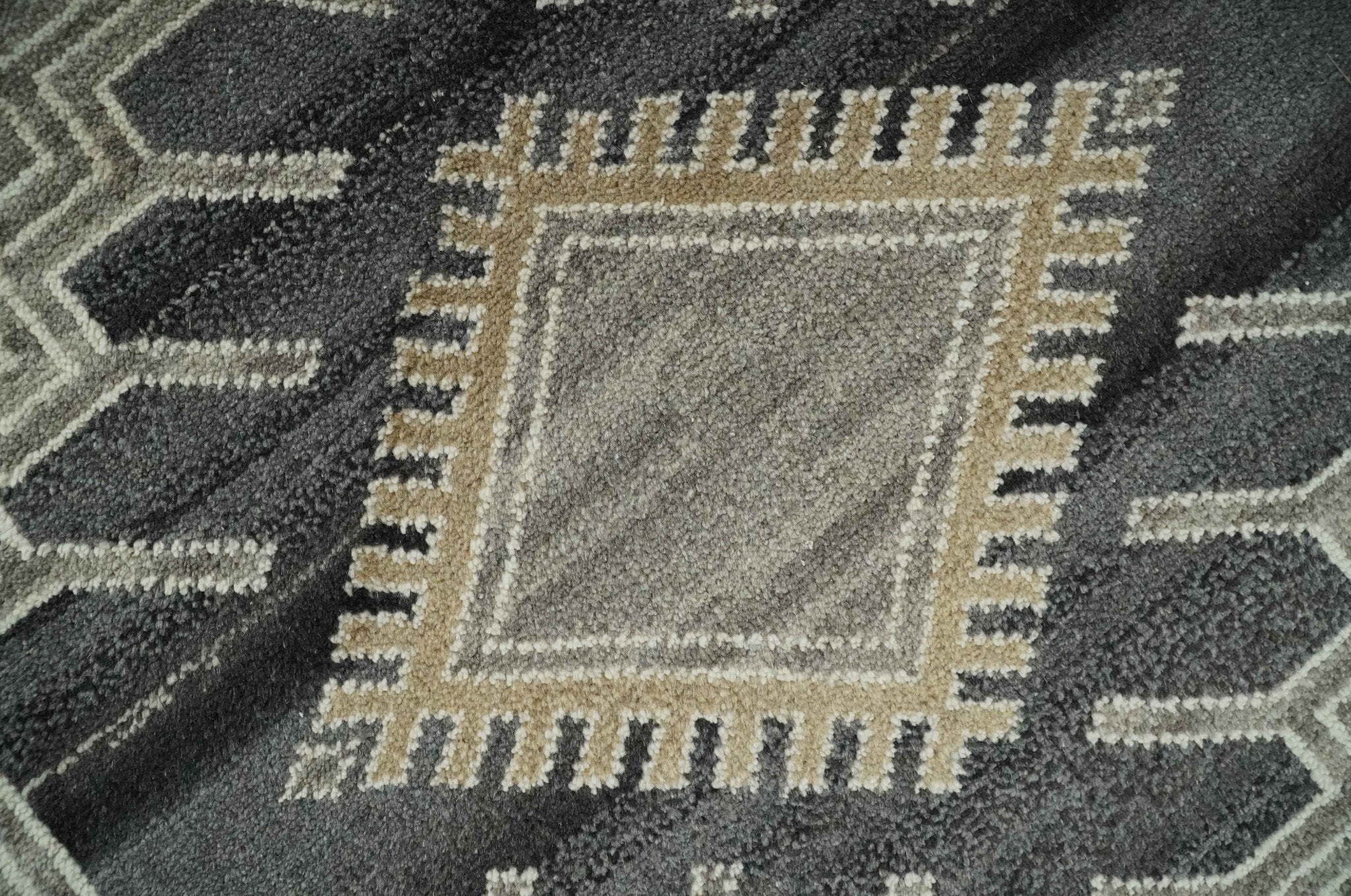 Hand Knotted Charcoal, Ivory and Beige Traditional Heriz Serapi Multi Size Wool Area Rug, Kids, Living Room and Bedroom Rug - Image 4