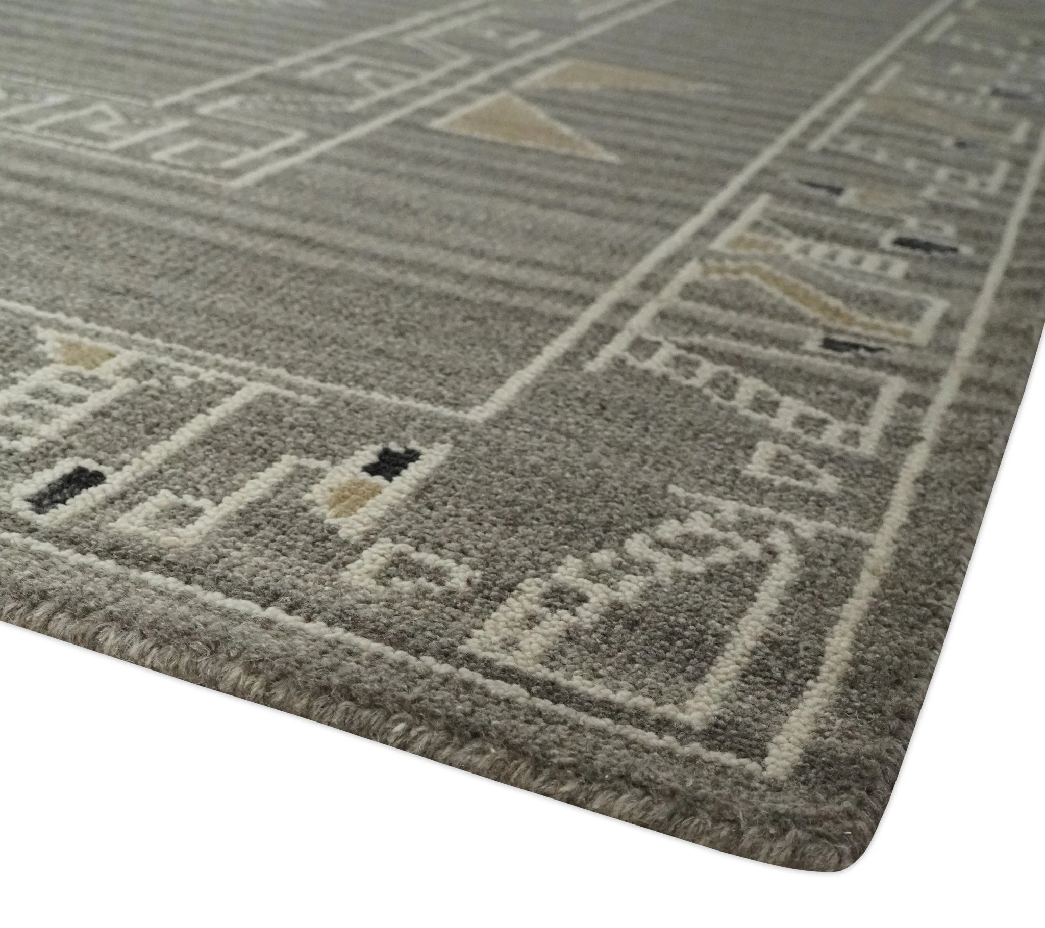 Hand Knotted Charcoal, Ivory and Beige Traditional Heriz Serapi Multi Size Wool Area Rug, Kids, Living Room and Bedroom Rug - Image 5