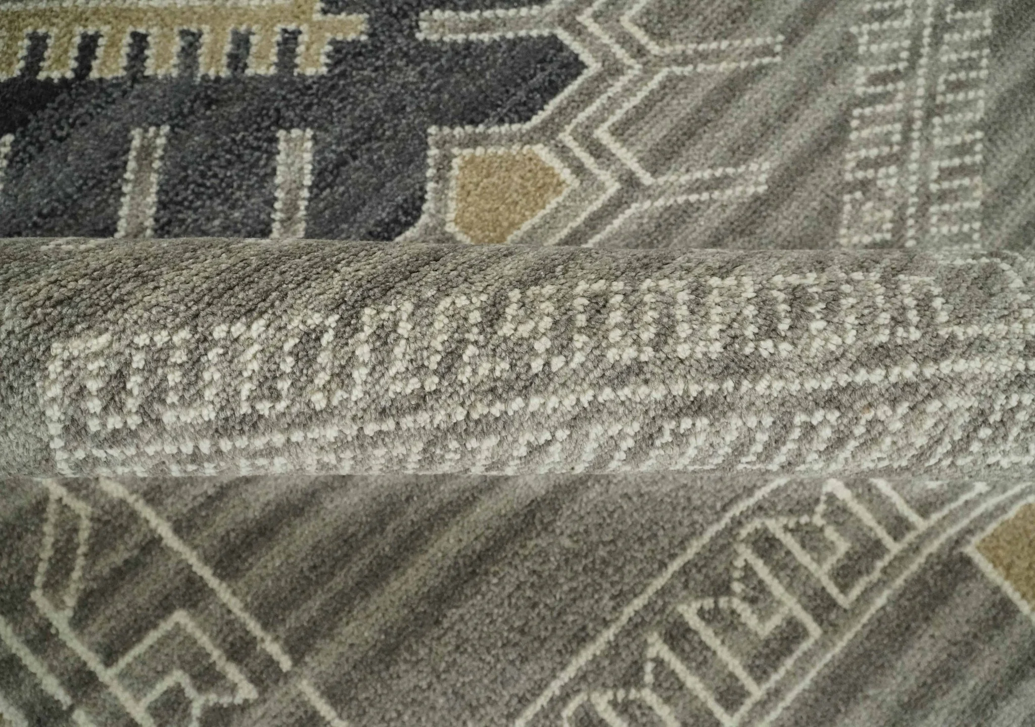 Hand Knotted Charcoal, Ivory and Beige Traditional Heriz Serapi Multi Size Wool Area Rug, Kids, Living Room and Bedroom Rug - Image 7