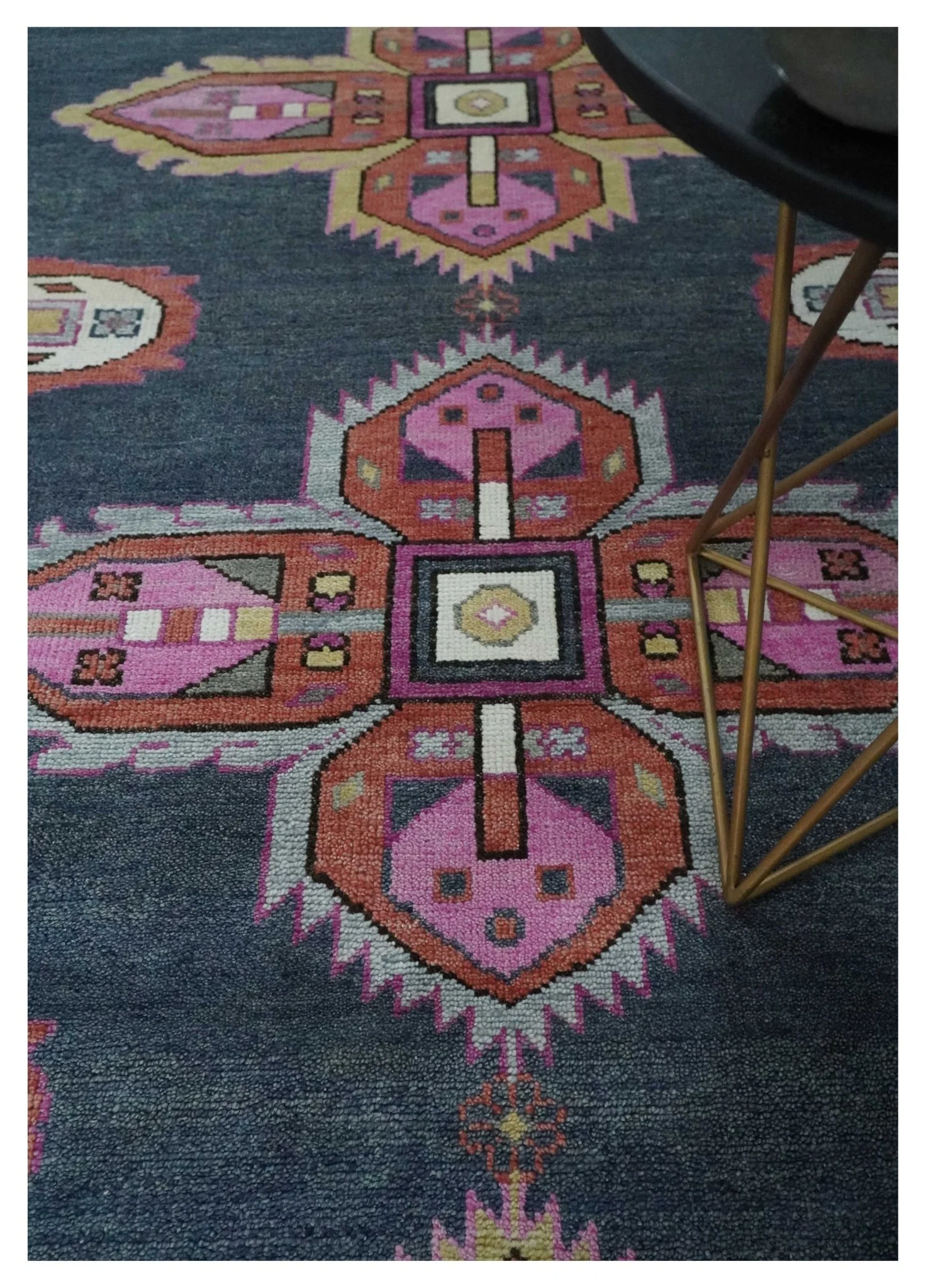 Hand Knotted Charcoal, Silver and Pink Traditional 9x12 Wool Area Rug - Image 2