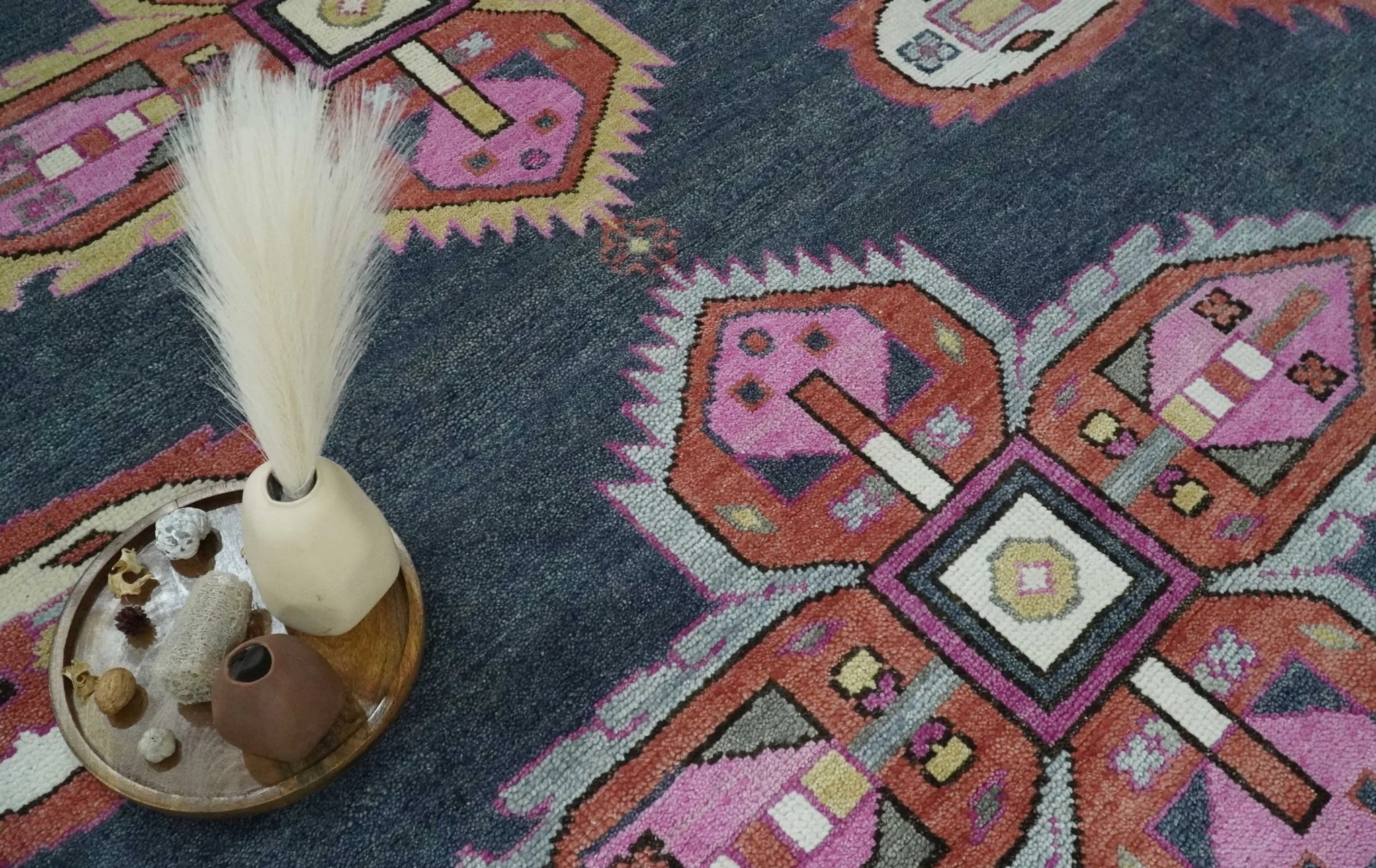 Hand Knotted Charcoal, Silver and Pink Traditional 9x12 Wool Area Rug - Image 9