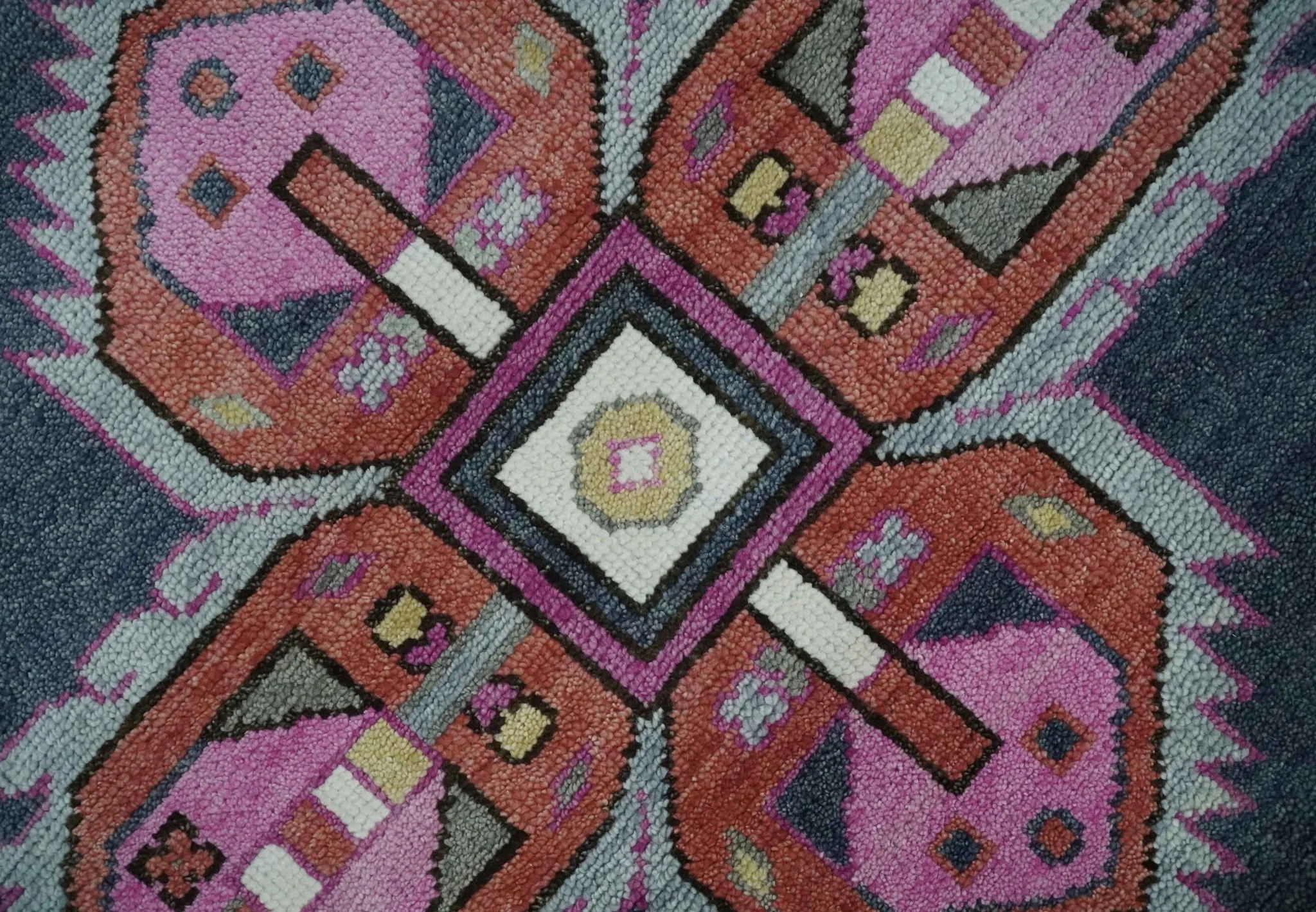 Hand Knotted Charcoal, Silver and Pink Traditional Custom Made Wool Area Rug - Image 4