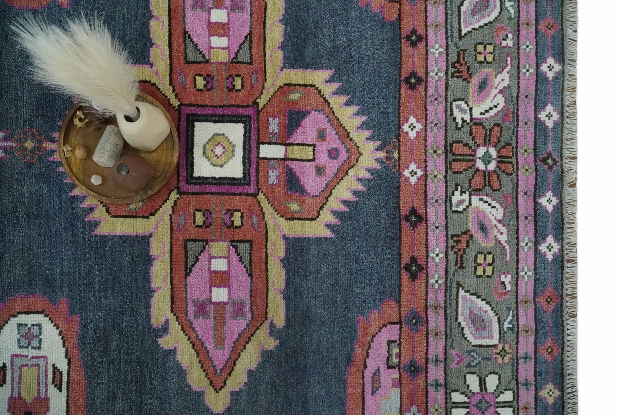Hand Knotted Charcoal, Silver and Pink Traditional Custom Made Wool Area Rug - Image 9