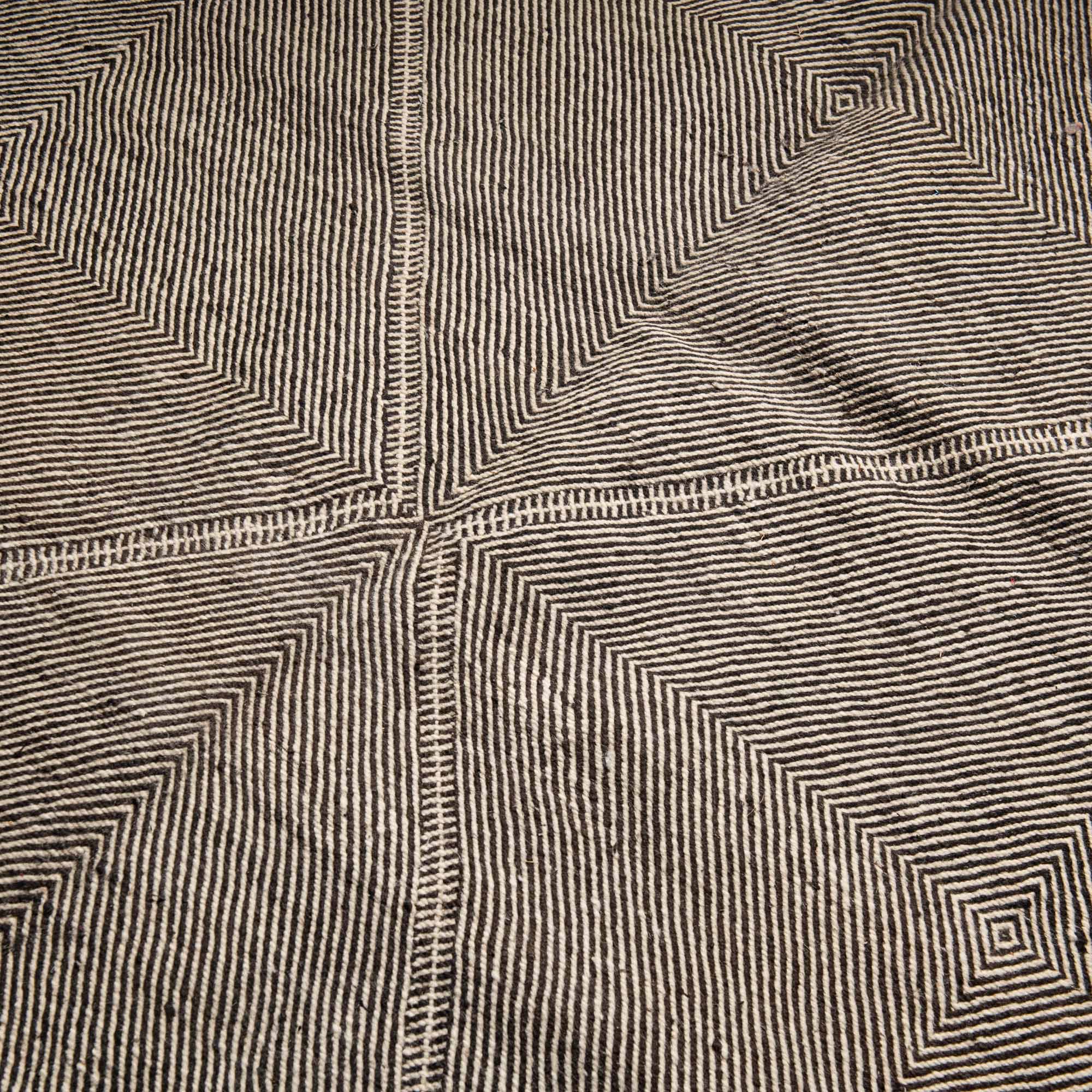 Hand Knotted Contemporary Moroccan Black And White Wool 6x8.6 Rug - Image 3