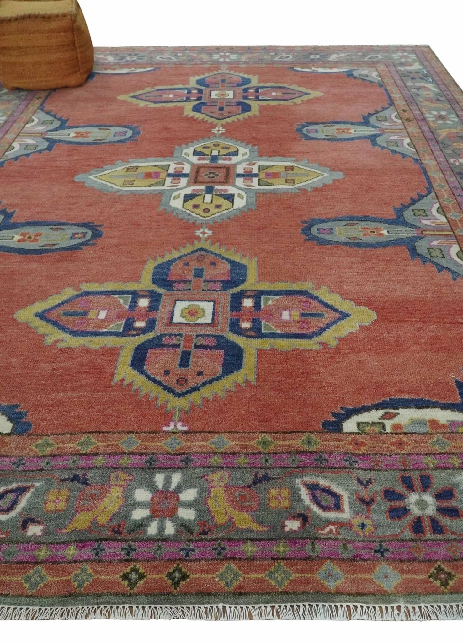 8x10, 9.5x12 and 10x14 Hand Knotted Dark Peach and Silver Traditional Wool Rug - Image 3