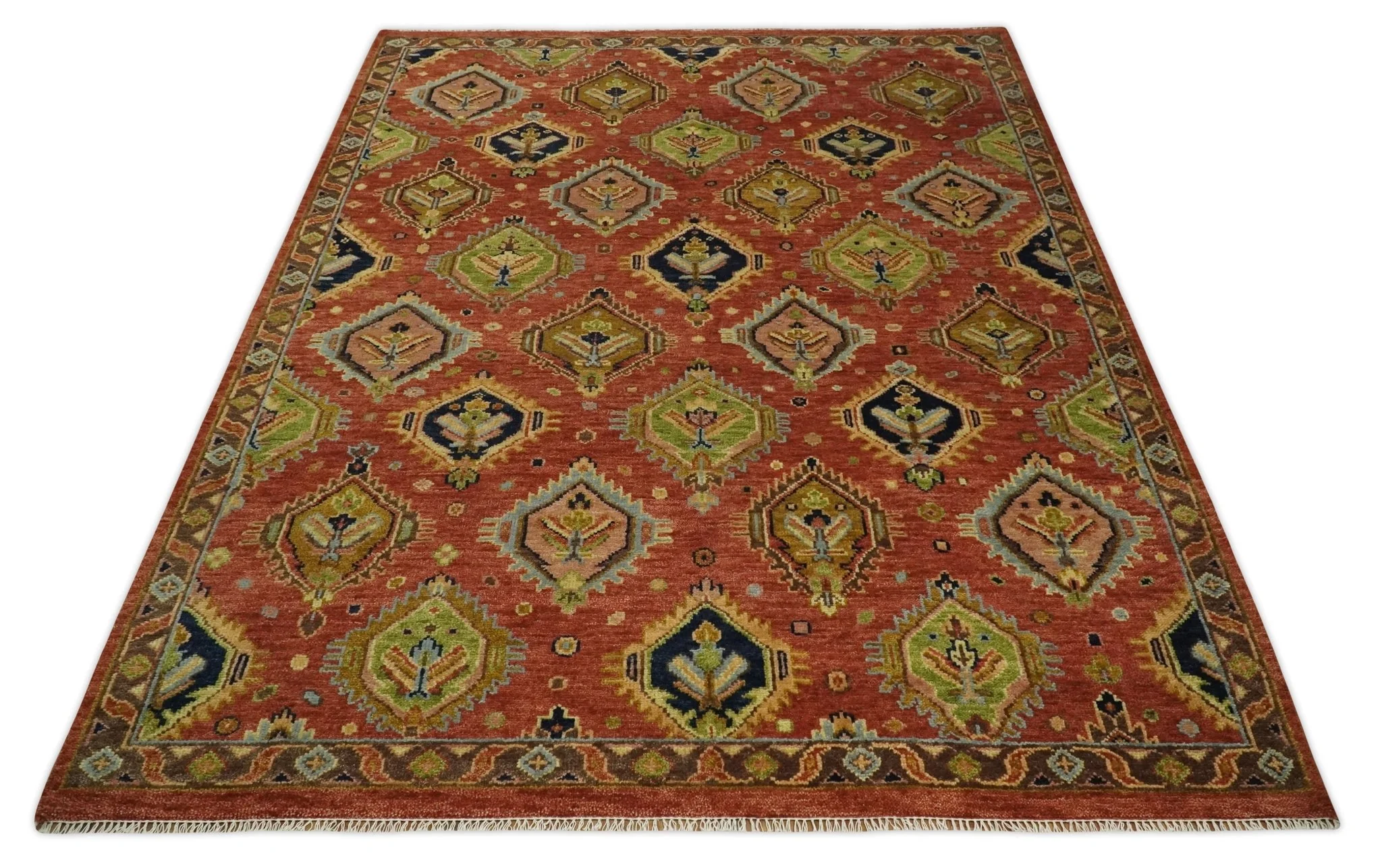 Hand Knotted Eclectic Rust and Brown Antique Traditional Multi size wool Area Rug - Image 11