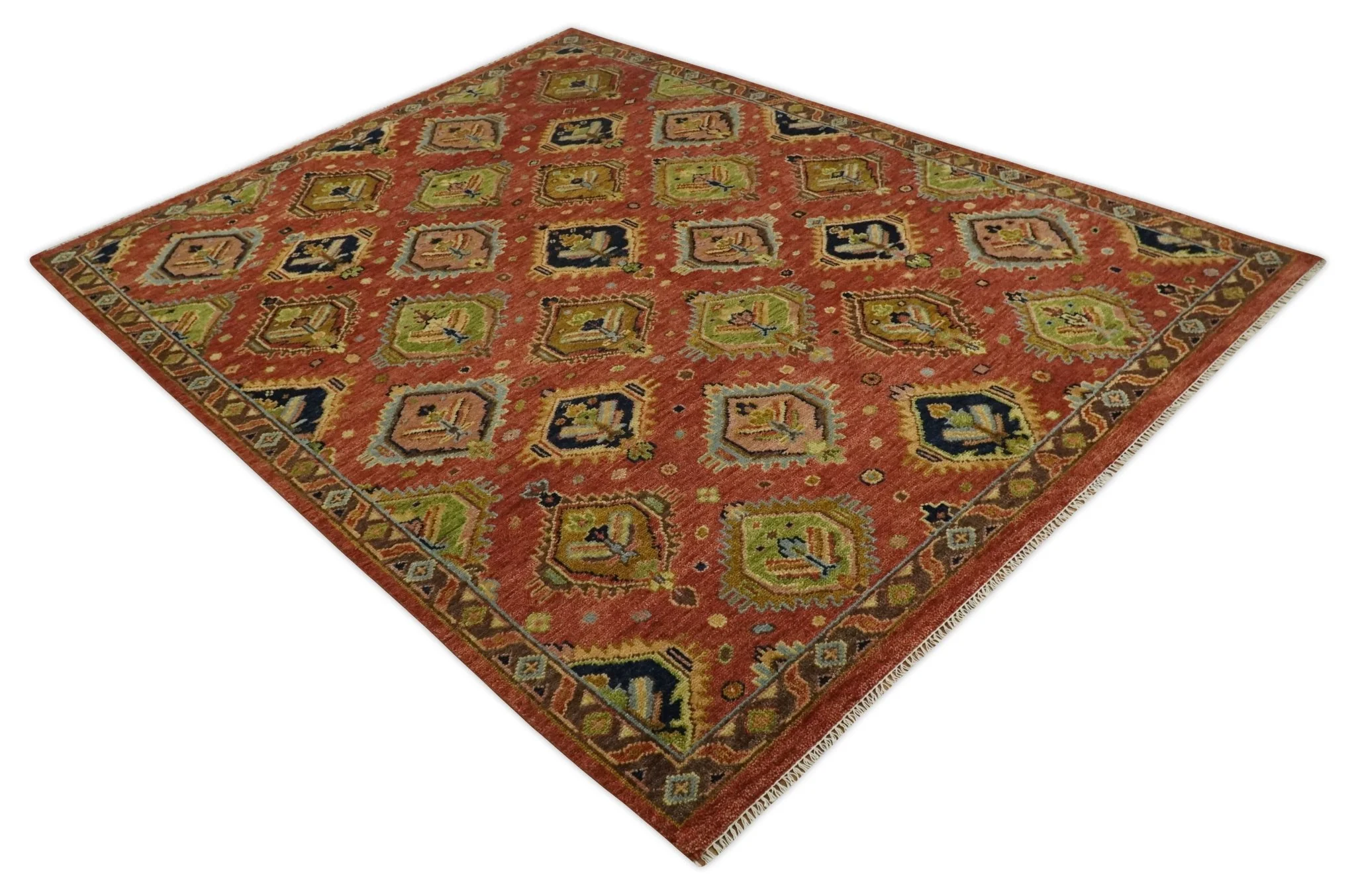 Hand Knotted Eclectic Rust and Brown Antique Traditional Multi size wool Area Rug - Image 12