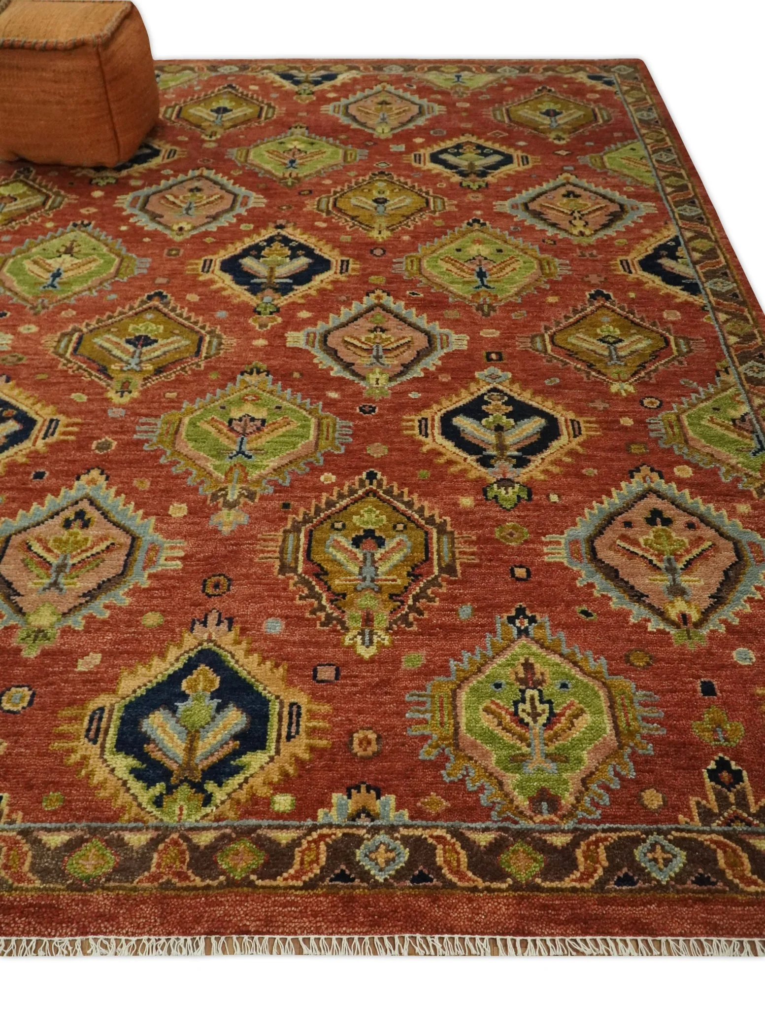 Hand Knotted Eclectic Rust and Brown Antique Traditional Multi size wool Area Rug - Image 3