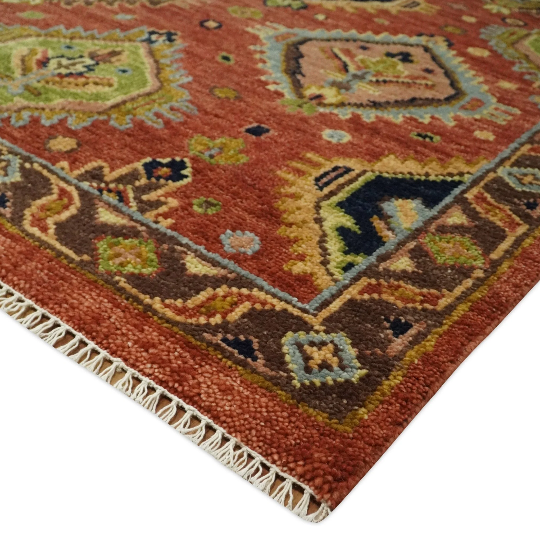 Hand Knotted Eclectic Rust and Brown Antique Traditional Multi size wool Area Rug - Image 6