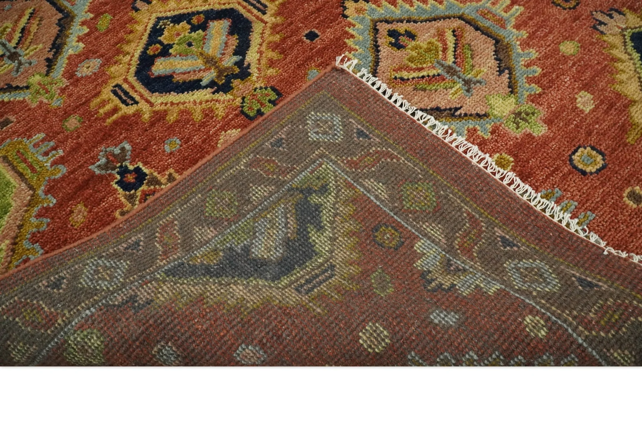 Hand Knotted Eclectic Rust and Brown Antique Traditional Multi size wool Area Rug - Image 7