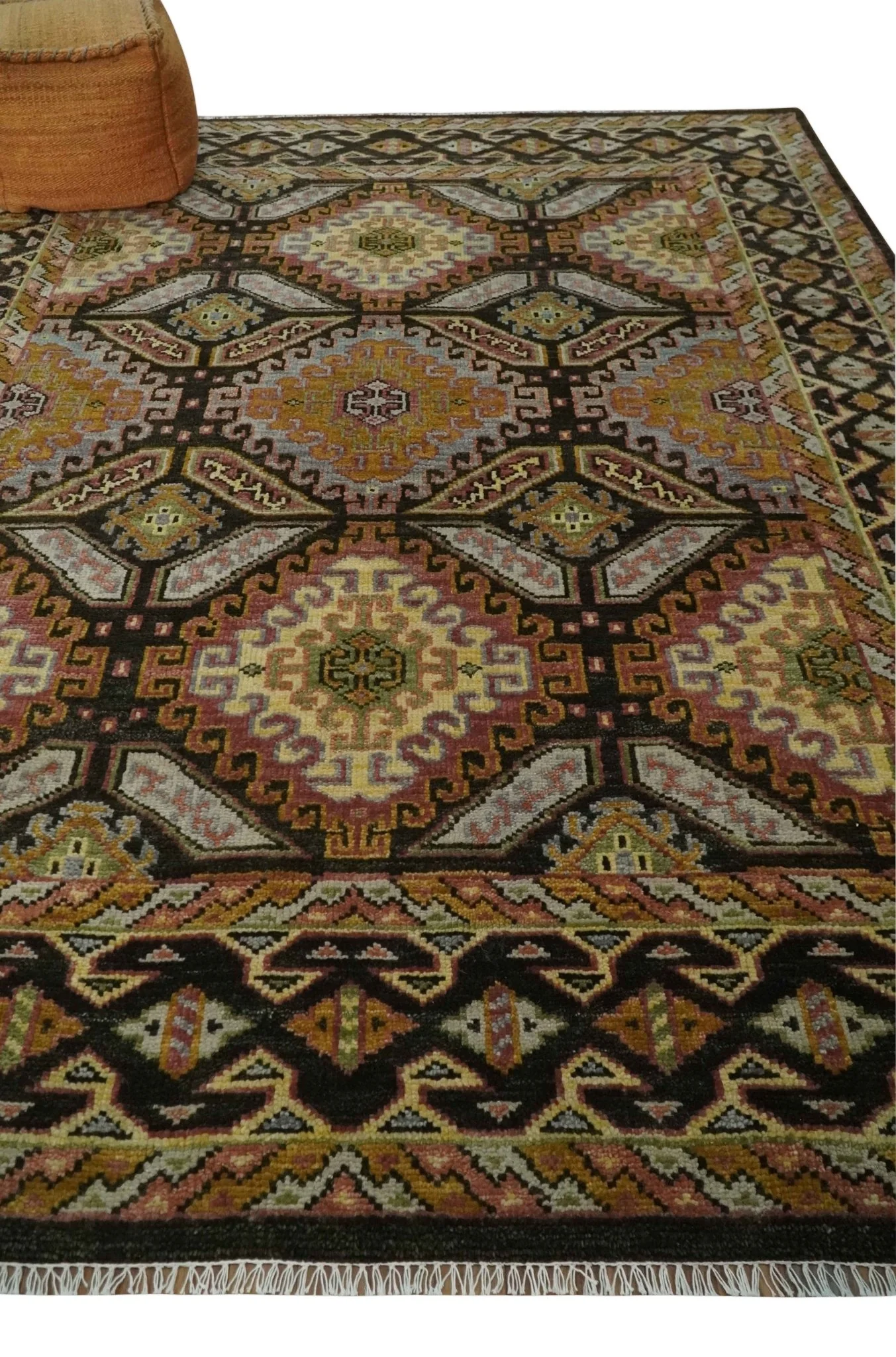 Olive, Gold, Black and Brown Oriental Traditional Hand Knotted Multi Size Wool Area Rug, Living Room and Bedroom Rug - Image 3