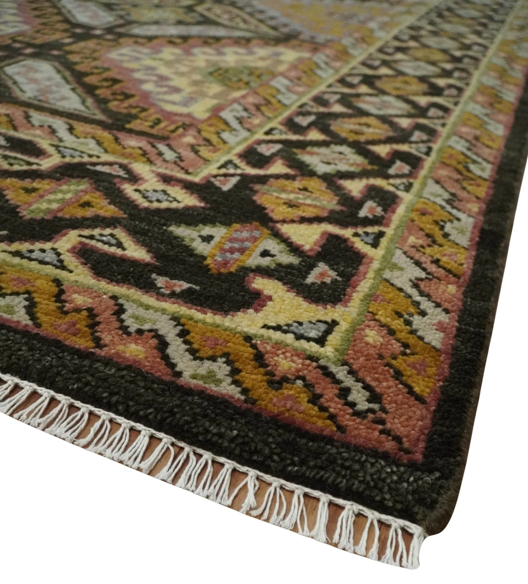 Olive, Gold, Black and Brown Oriental Traditional Hand Knotted Multi Size Wool Area Rug, Living Room and Bedroom Rug - Image 5