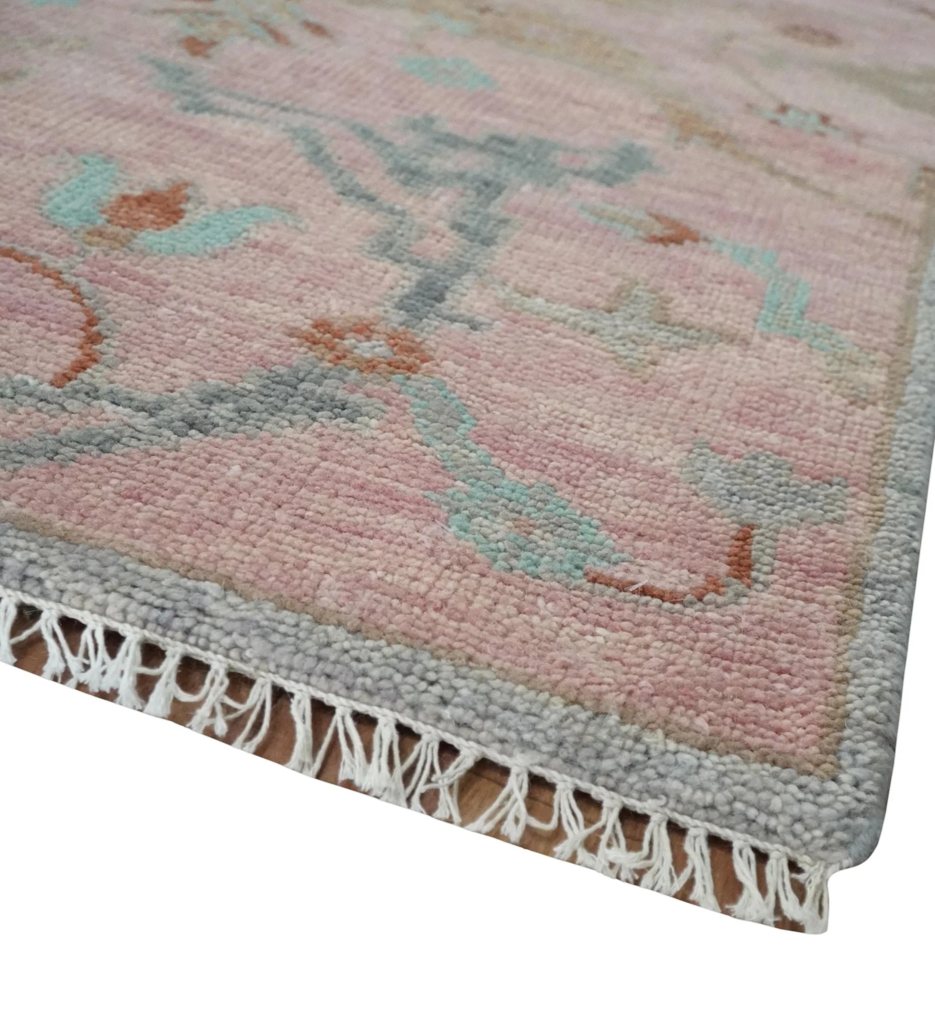 Hand Knotted Light Pink Oriental Oushak 9x12 Traditional Wool Area Rug, Living Room and Bedroom Rug - Image 5
