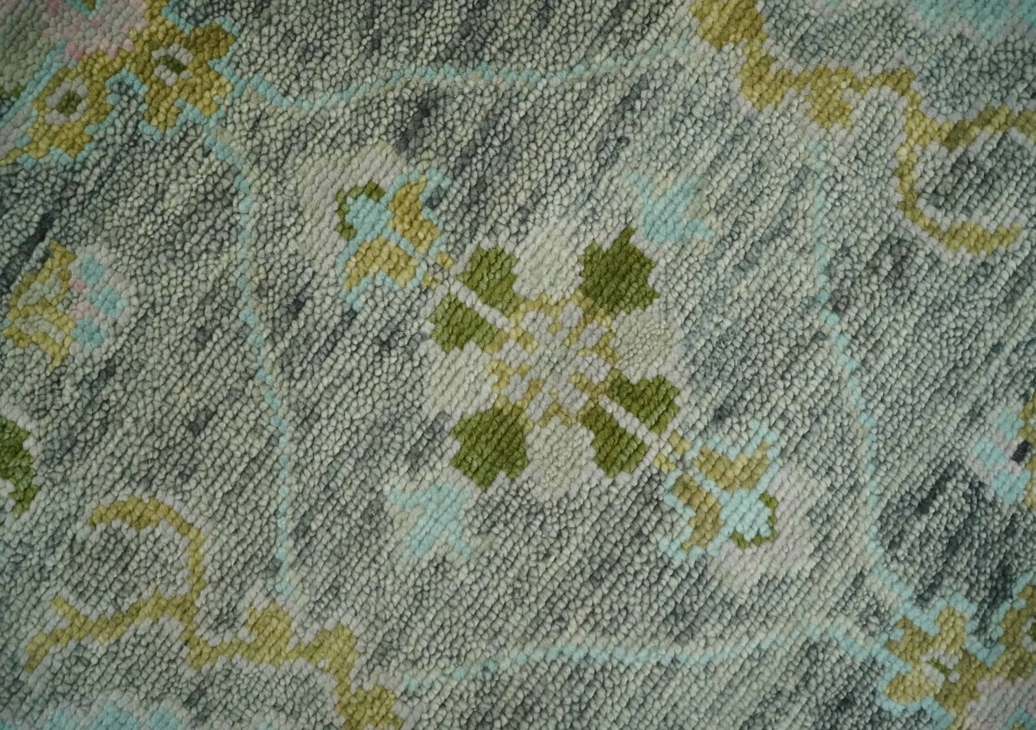Custom Made Hand Knotted Moss Green Gray and Green Oriental Oushak Multi Size Traditional Wool Area Rug - Image 10