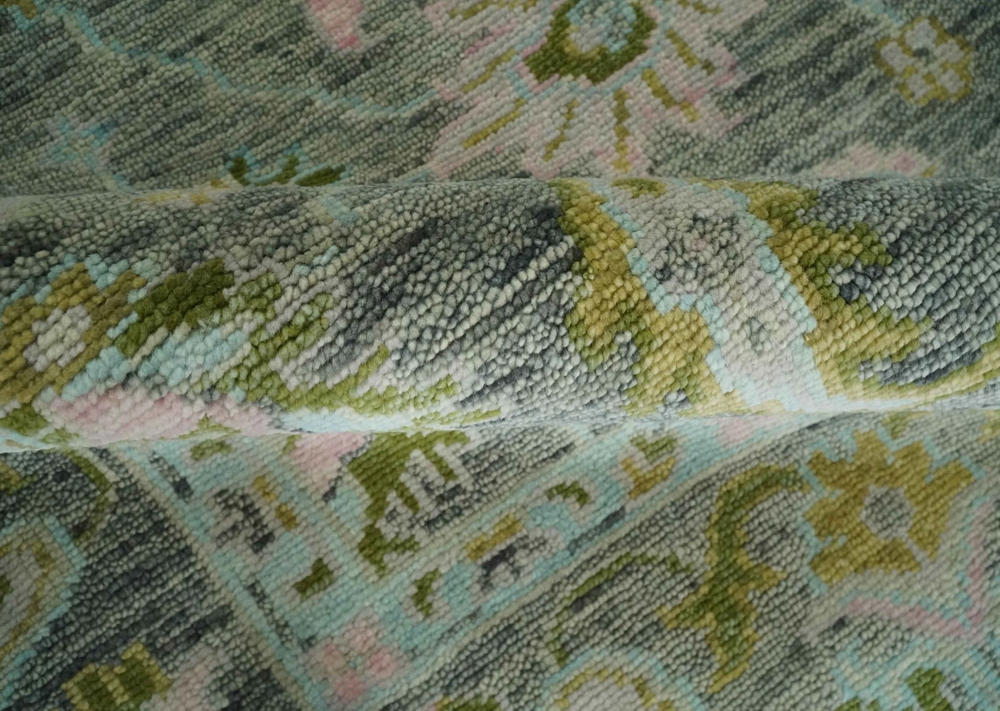 Custom Made Hand Knotted Moss Green Gray and Green Oriental Oushak Multi Size Traditional Wool Area Rug - Image 7