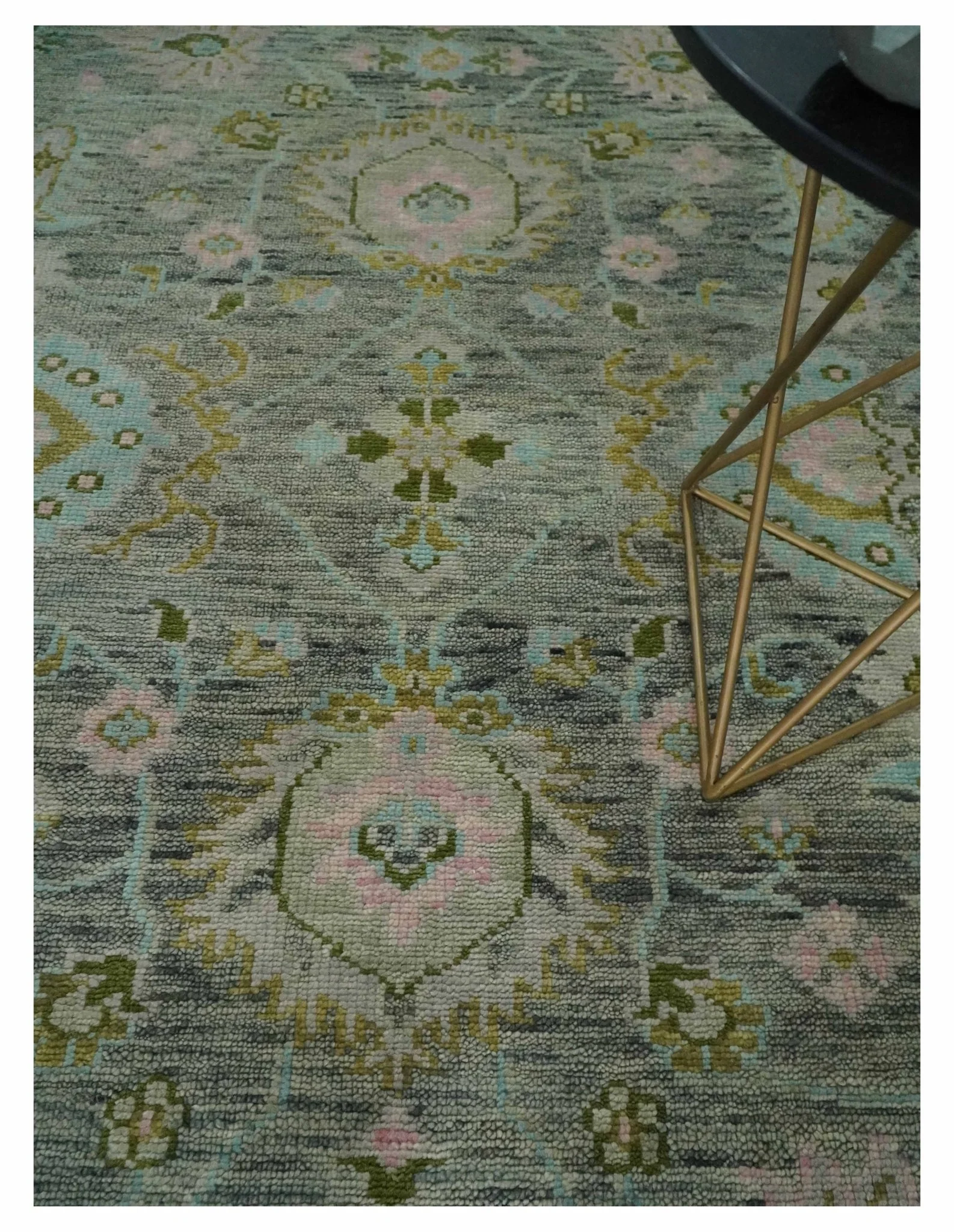 Custom Made Hand Knotted Moss Green Gray and Green Oriental Oushak Multi Size Traditional Wool Area Rug - Image 9