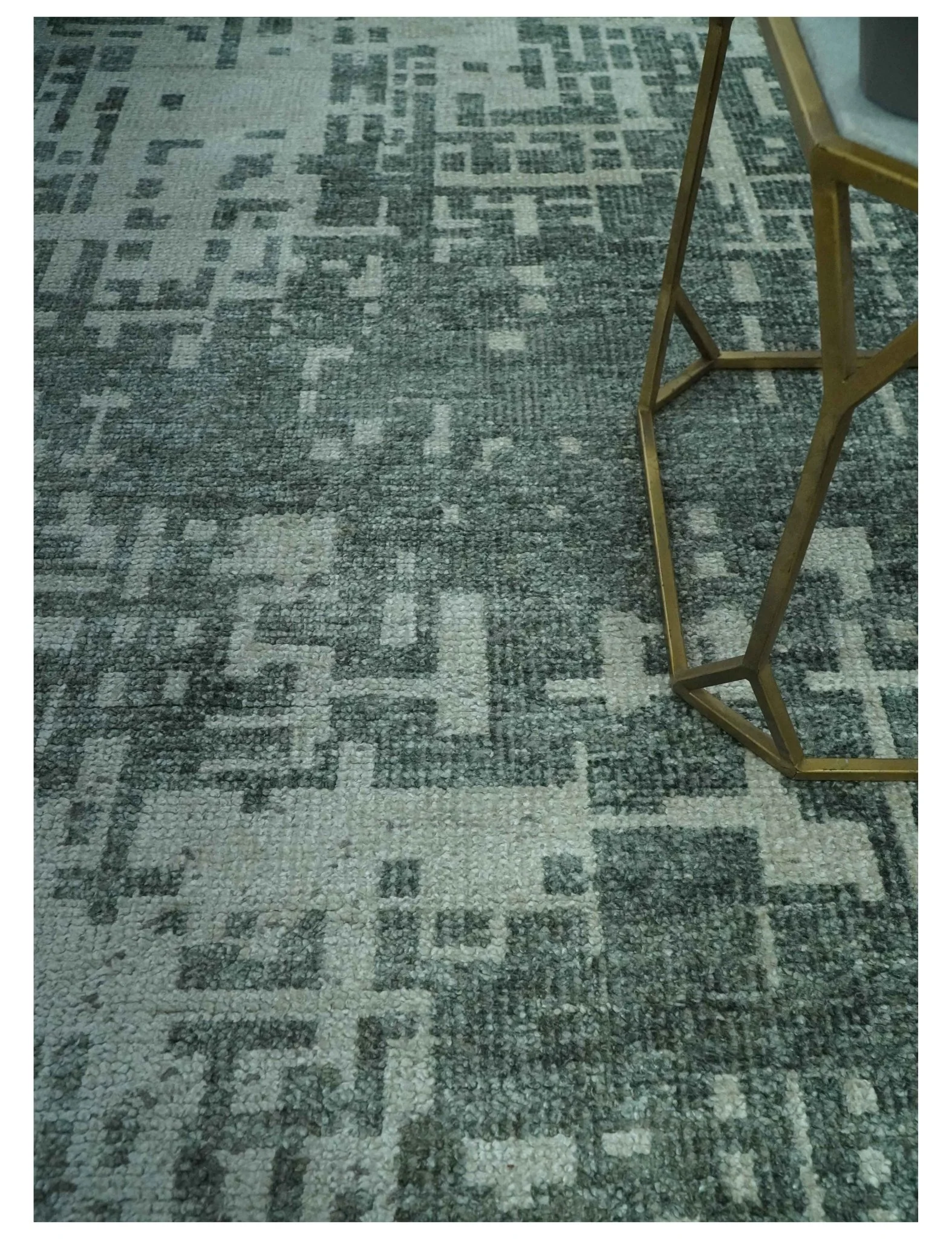 Hand Knotted Gray and Silver 5x8 Modern Abstract Contemporary Recycled Silk Rug - Image 2