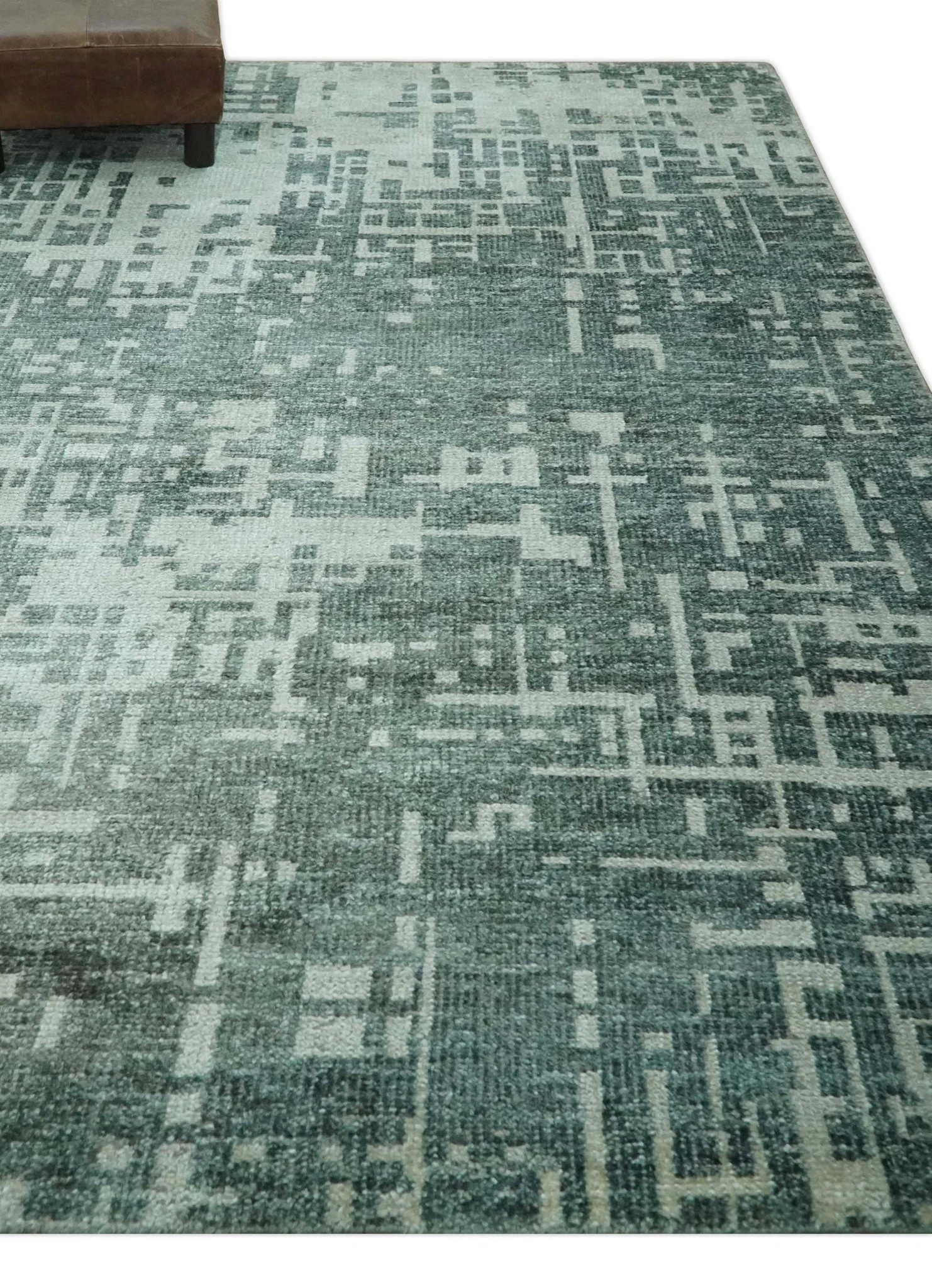 Hand Knotted Gray and Silver 5x8 Modern Abstract Contemporary Recycled Silk Rug - Image 3
